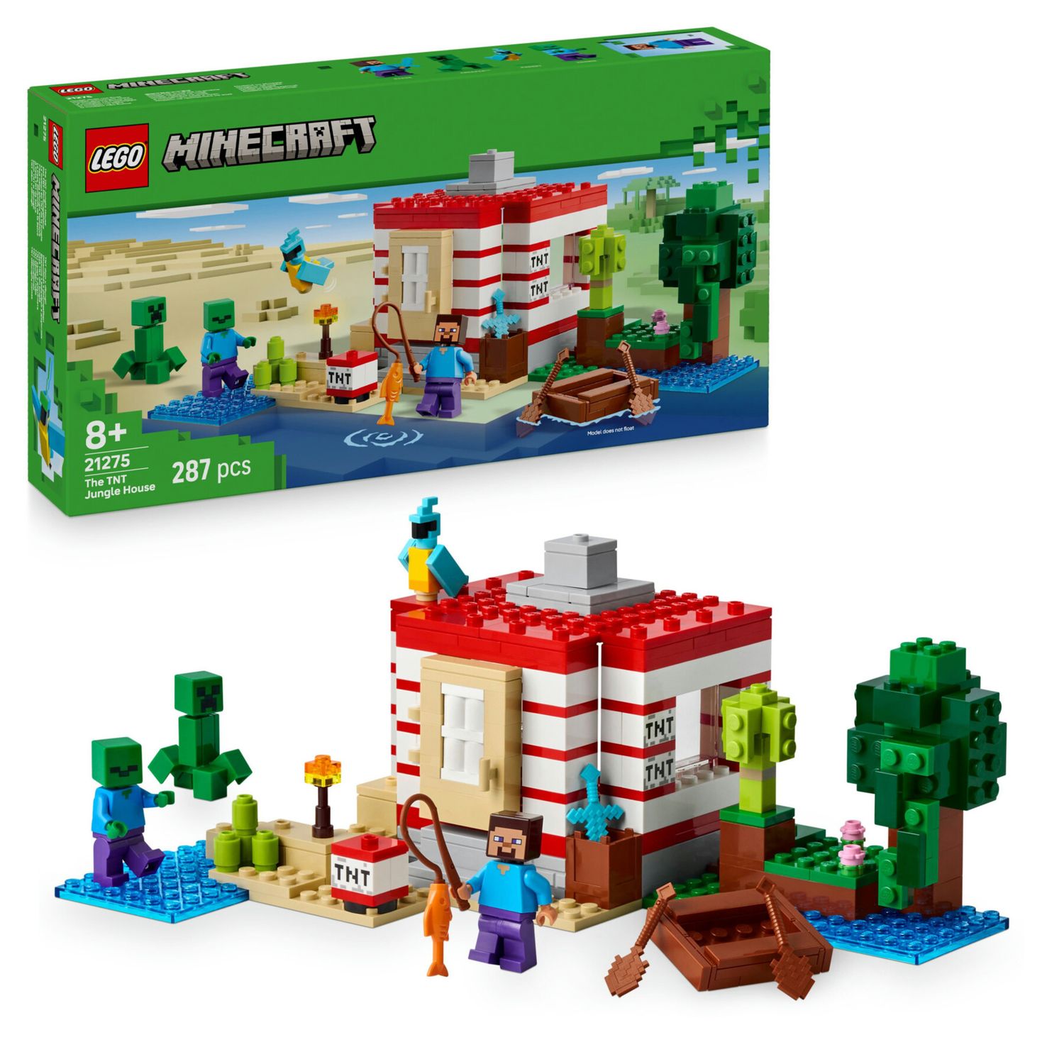 Lego minecraft 21275 casa giungla esplosiva: tnt, barca, 3 pers. 8+ - Lego