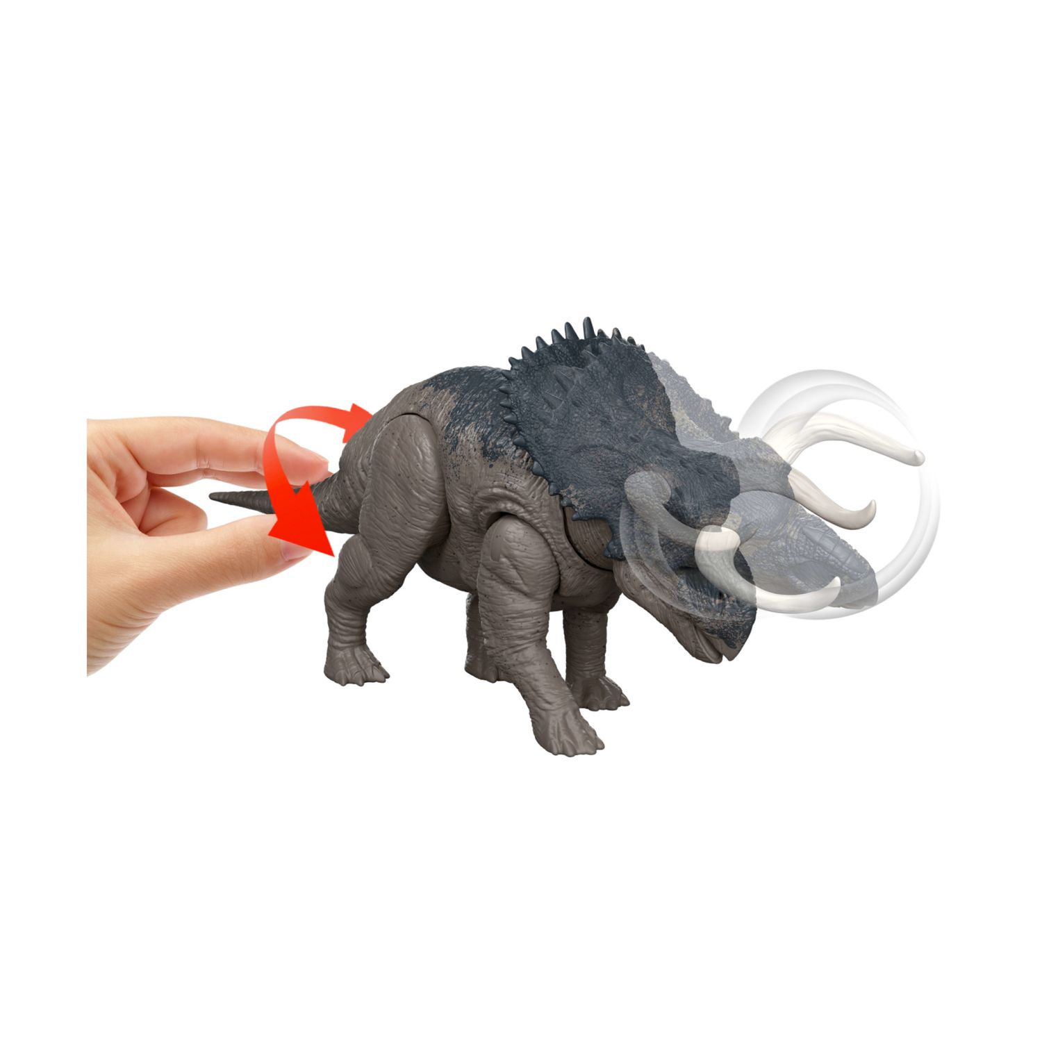 Mattel jurassic world - nasutoceratopo ruggito selvaggio jw - dinosauro snodato con suoni e attacco coda - Jurassic World