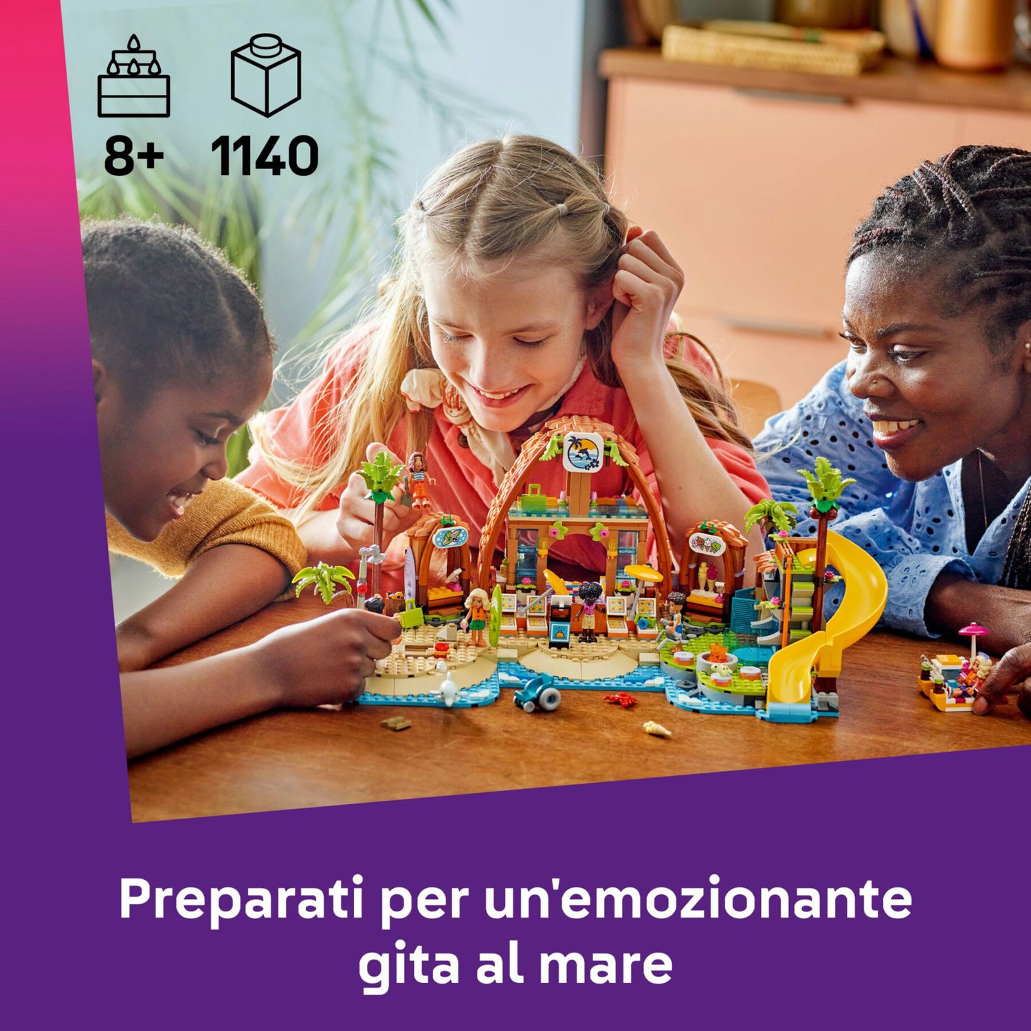 Lego friends 42673 vacanza beach resort: 6 mini bamboline 8+ - LEGO FRIENDS, Lego