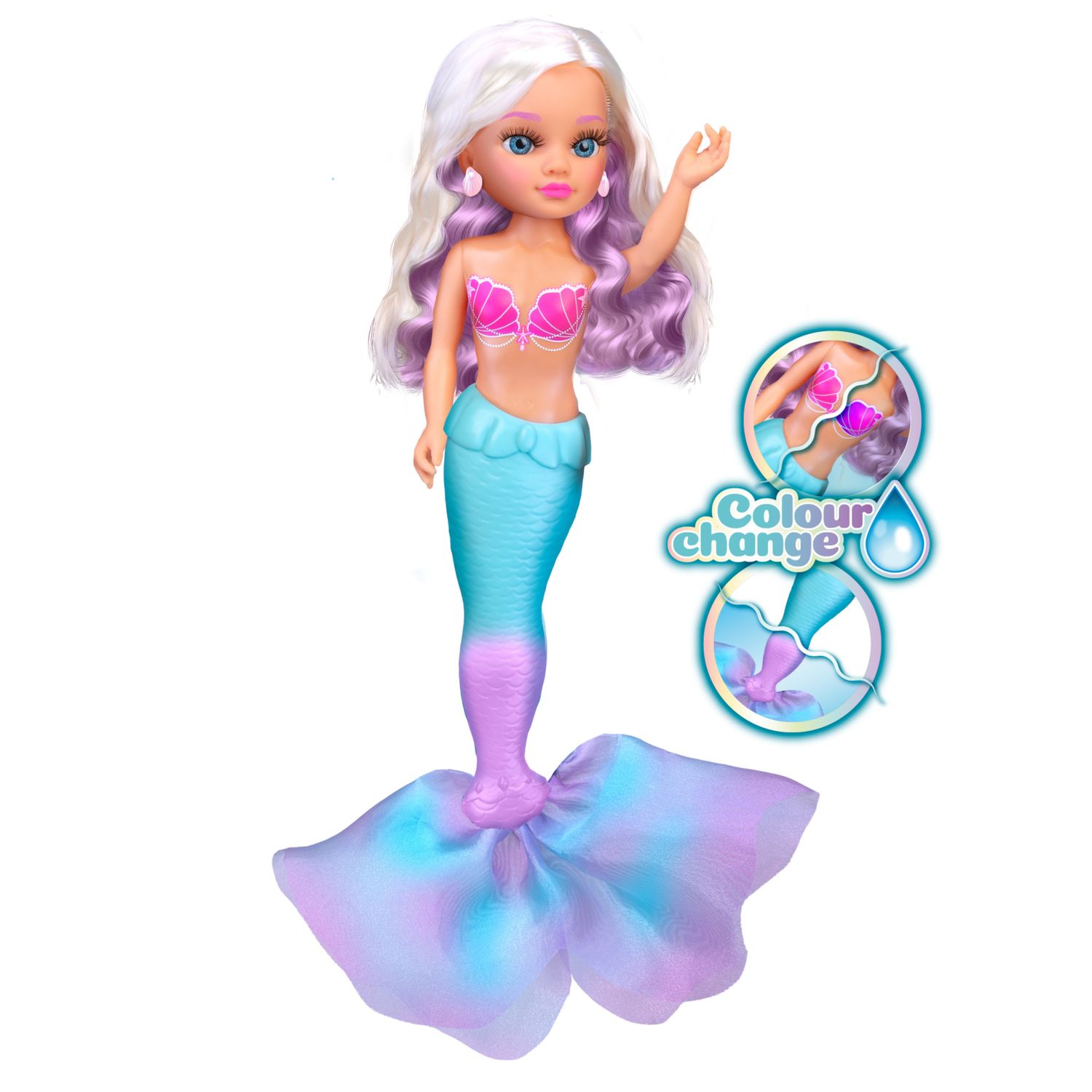 Nancy magic colour mermaid, bambola 42 cm sirena con effetto magico - NANCY