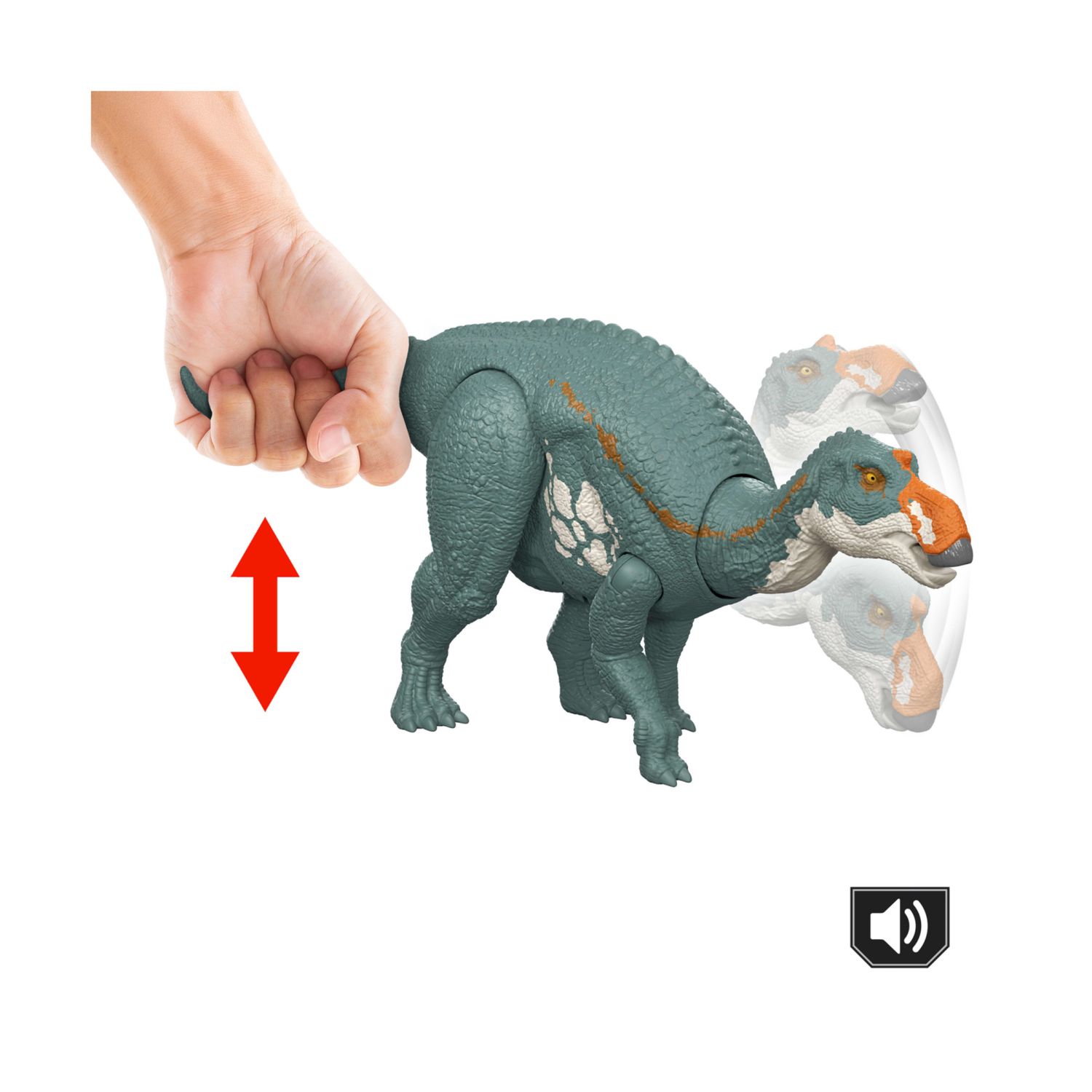 Mattel jurassic world la rinascita - maiasaura ruggito selvaggio, dinosauro snodato con suoni, ruggito e attacco multidirezionale azionato con la coda - Jurassic World