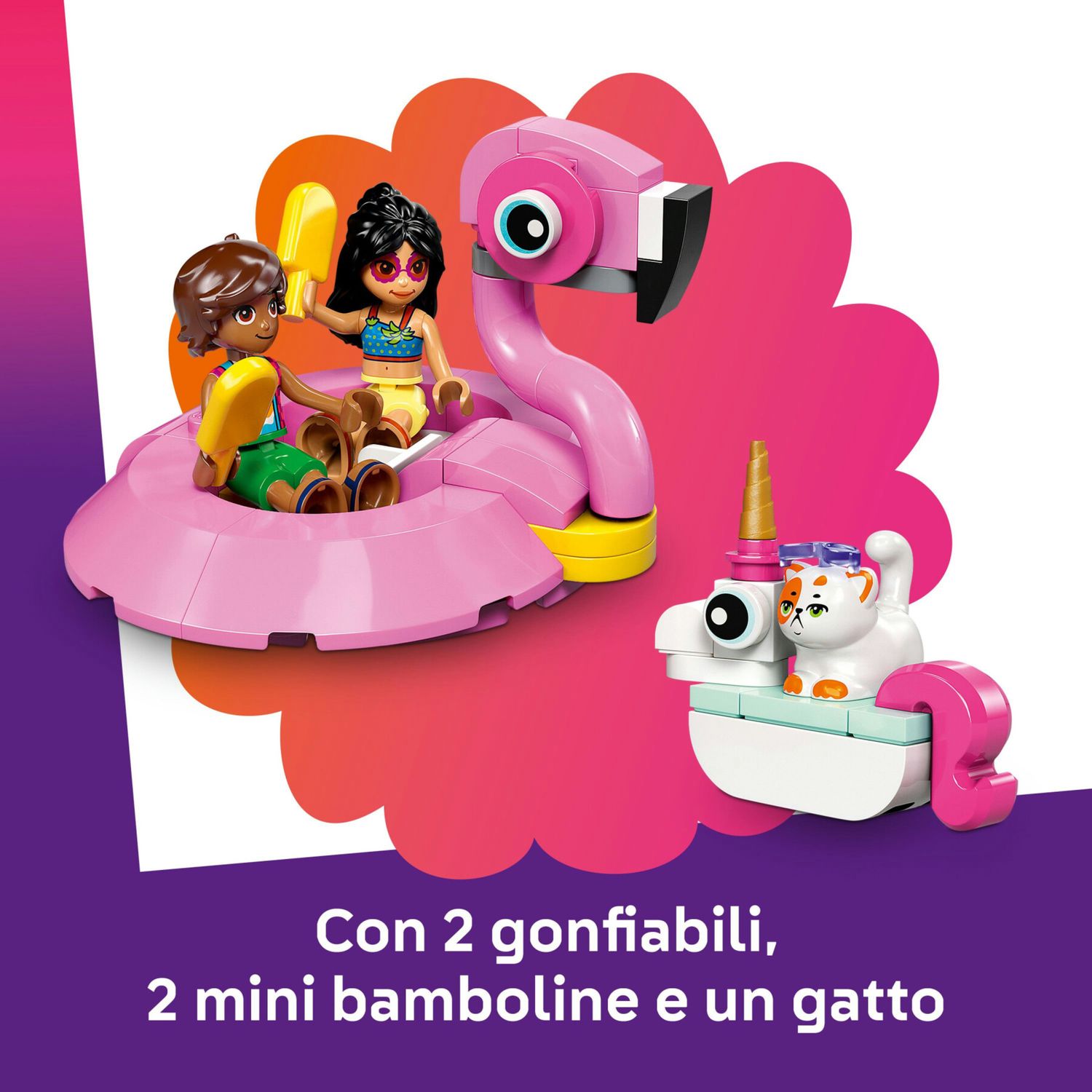 Lego friends 42658 pool party unicorno: 2 mini bamboline, gatto 5+ - LEGO FRIENDS, Lego