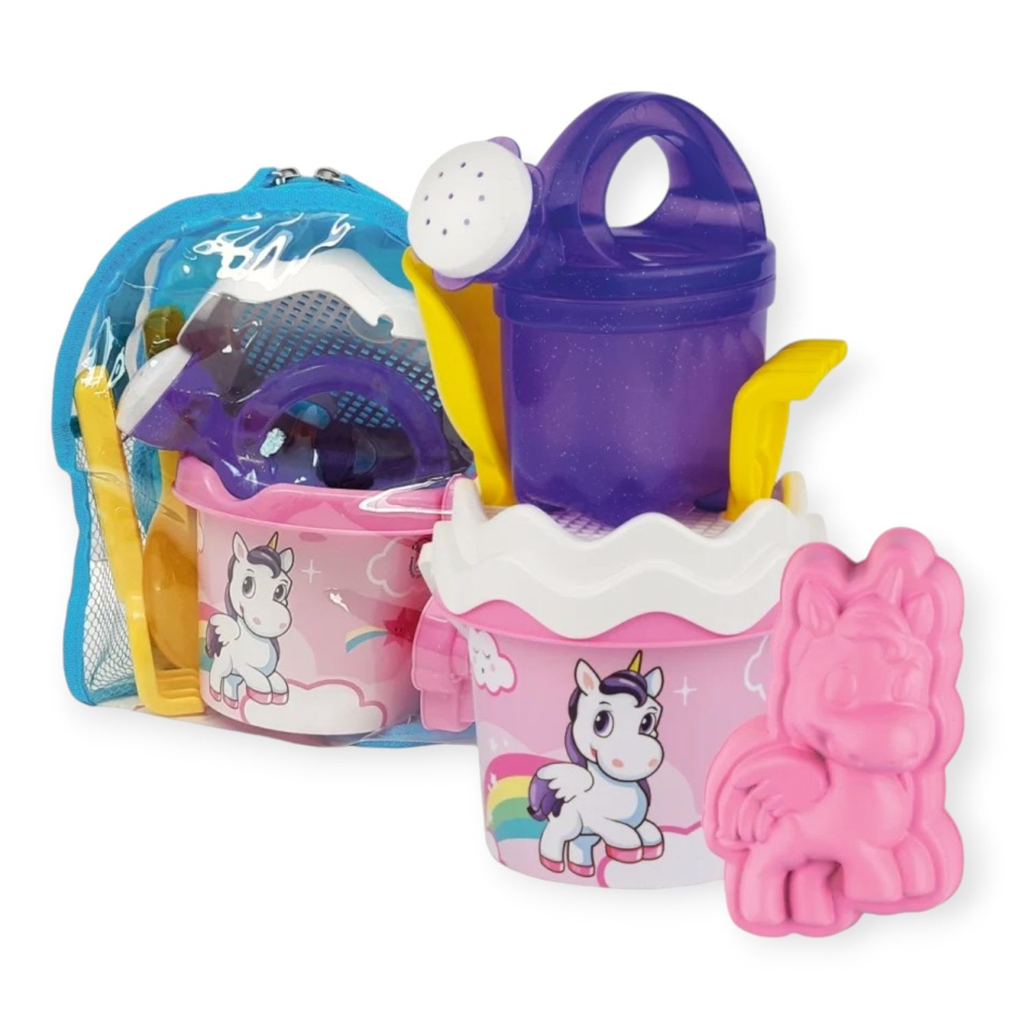 Zaino unicorno con attrezzi per acqua e sabbia, secchio e irrigatore inclusi - ANDRONI GIOCATTOLI