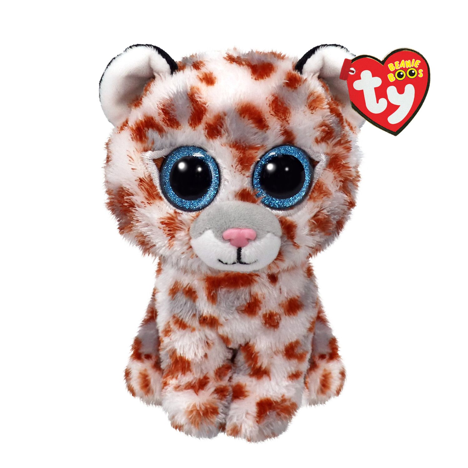 Ty beanie boos - coco il leopardo con occhi azzurri grandi e glitter, il peluche con gli occhi grandi scintillanti - 15 cm - t37363 - TY