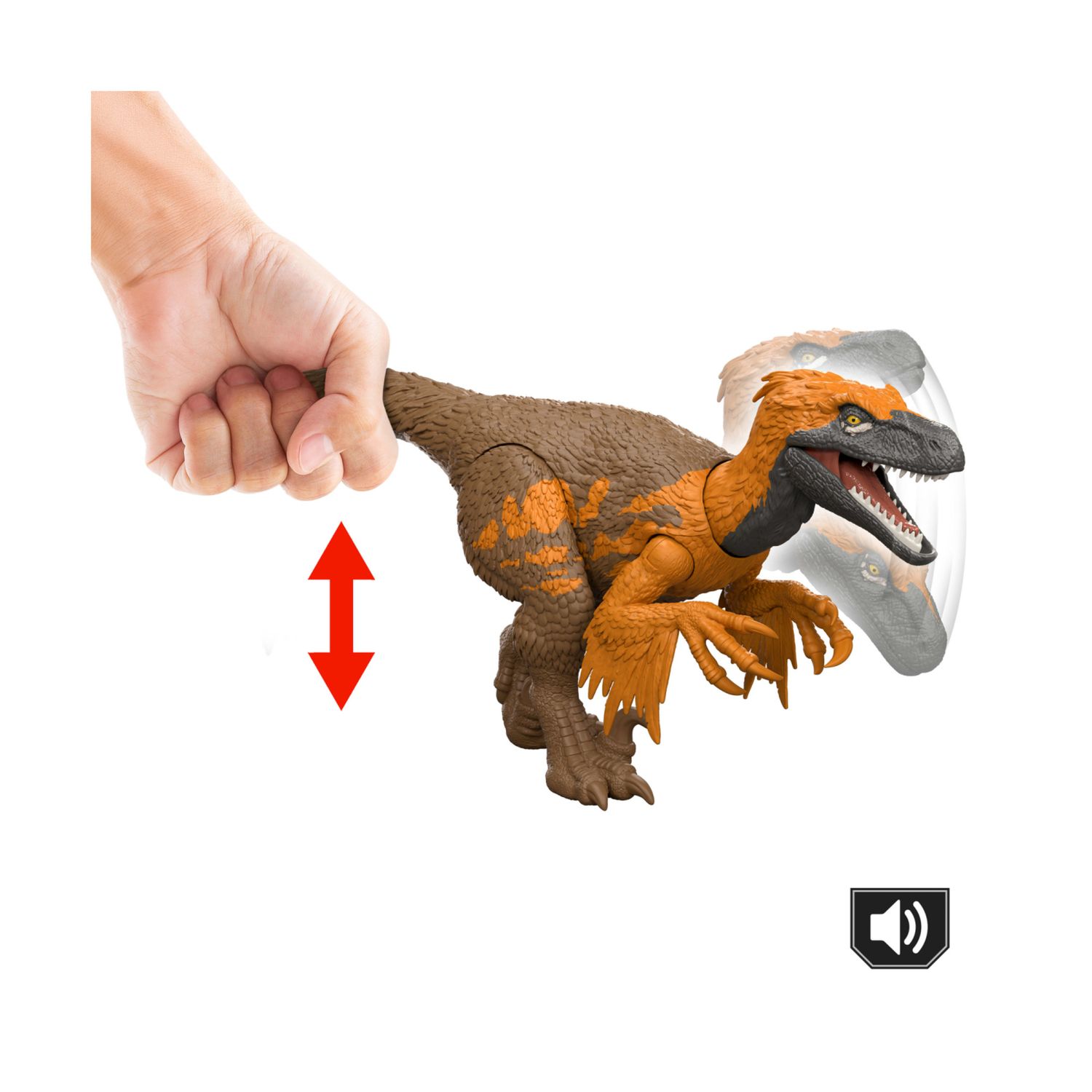 Mattel jurassic world - utahraptor ruggito selvaggio jw -dinosauro snodato con suoni e attacco coda - Jurassic World