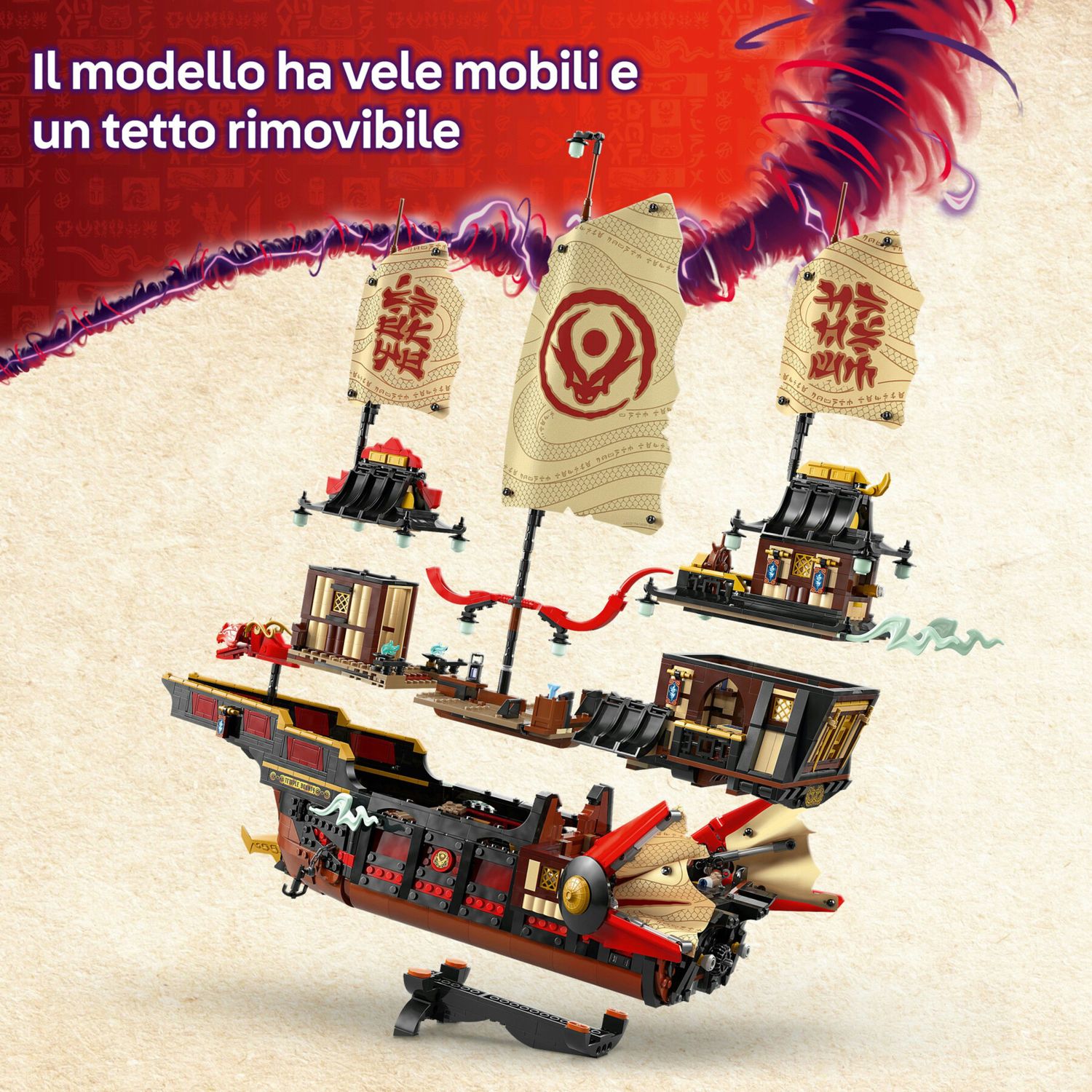Lego ninjago 71848 bounty del tempio: barca, vele mobili, 6 minifigure 14+ - LEGO NINJAGO, Lego