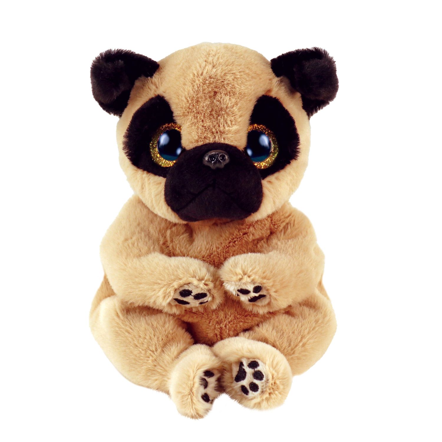 Ty beanie bellies - cane carlino - izzy - marrone - cagnolino con occhioni dorati glitterati - i peluche morbidi e coccolosi - 20 cm - 40543 - TY