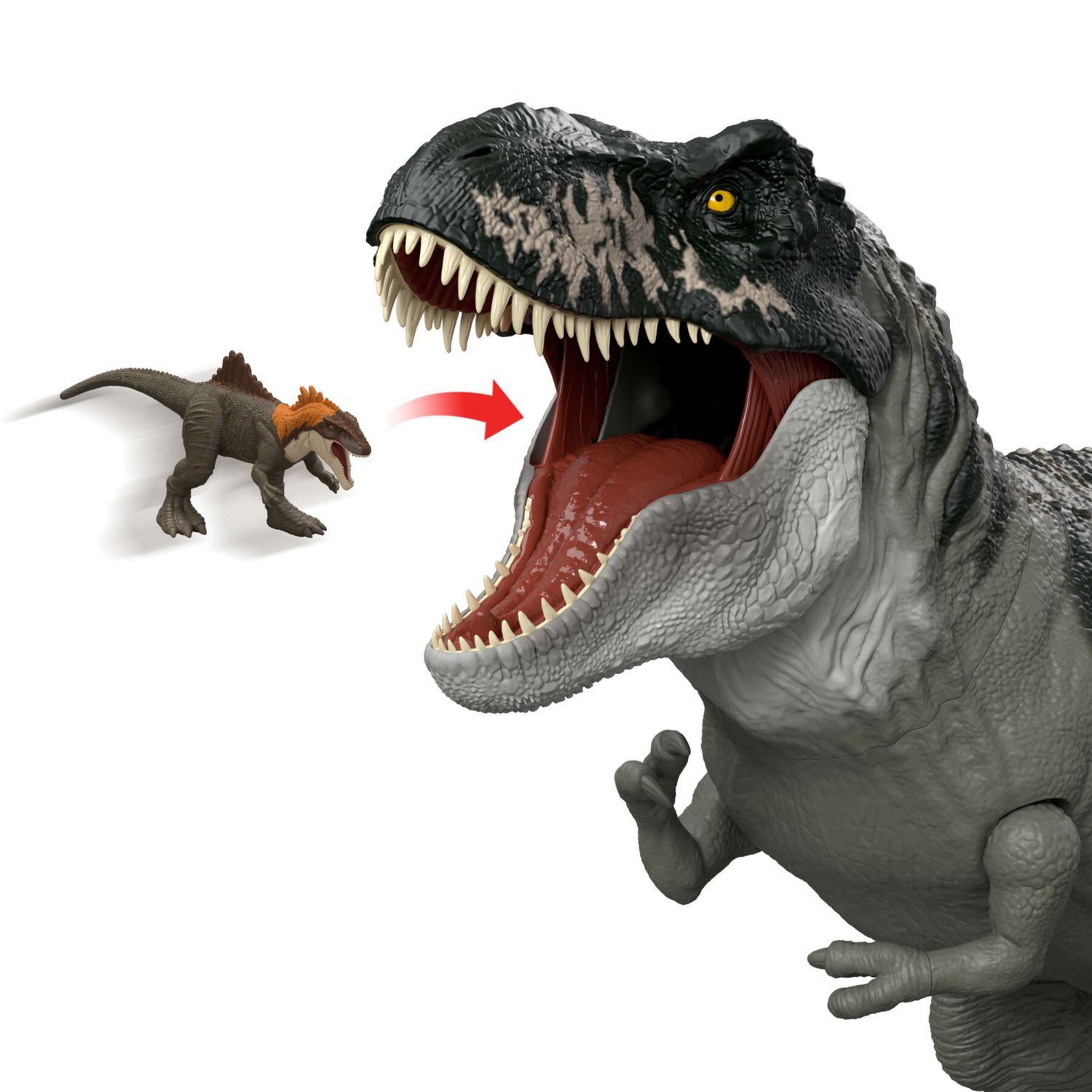 Mattel jurassic world la rinascita - t-rex super colossale, enorme dinosauro snodato con due mosse d'attacco - Jurassic World