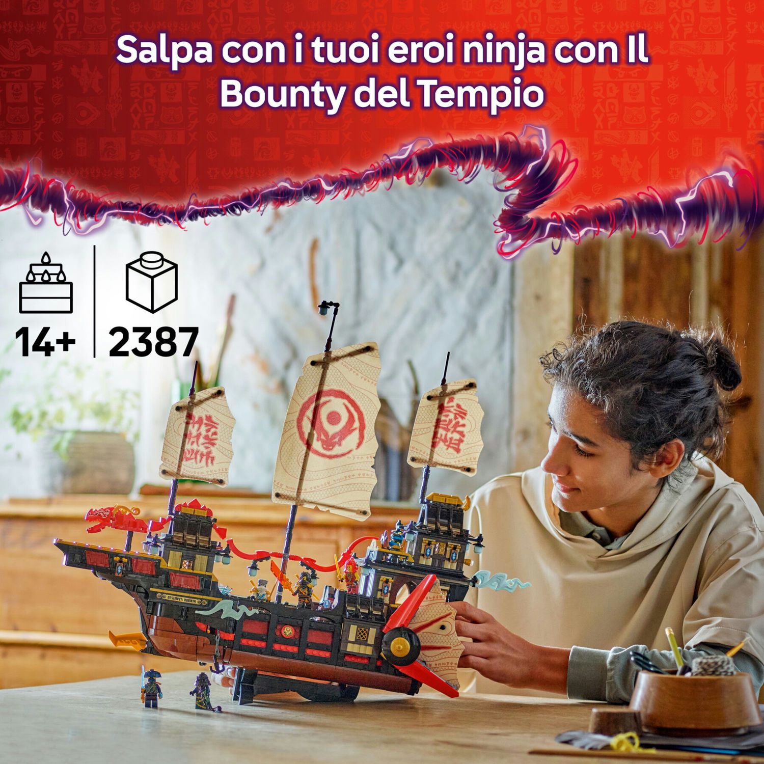 Lego ninjago 71848 bounty del tempio: barca, vele mobili, 6 minifigure 14+ - LEGO NINJAGO, Lego