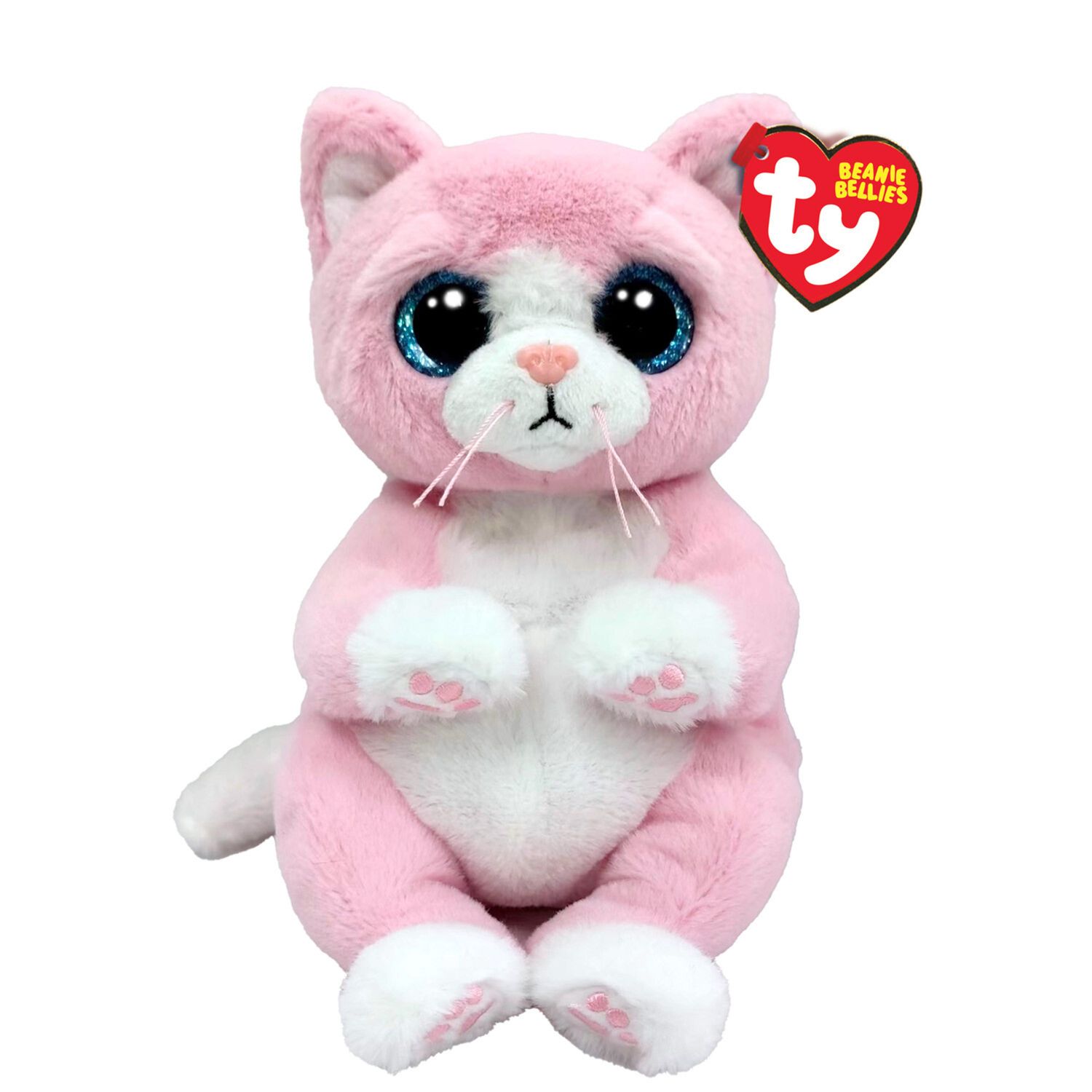Lillibelle la gattina rosa con gli occhioni azzurri glitter, i coccolosi animaletti di peluche con il pancino morbido originali ty - 20 cm - t41283 - TY