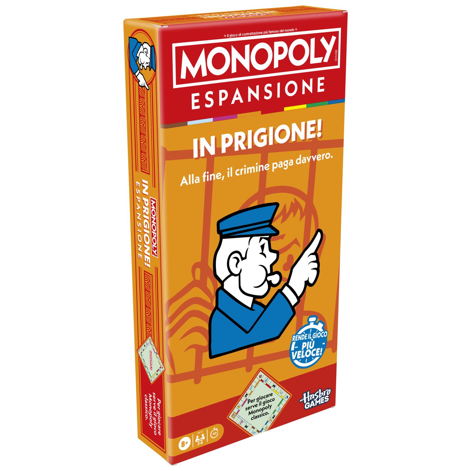 Monopoly, espansione in prigione - rendi le partite classiche a monopoly ancora più divertenti e veloci -  dagli 8 anni in su - 2-6 giocatori - 40 min - MONOPOLY
