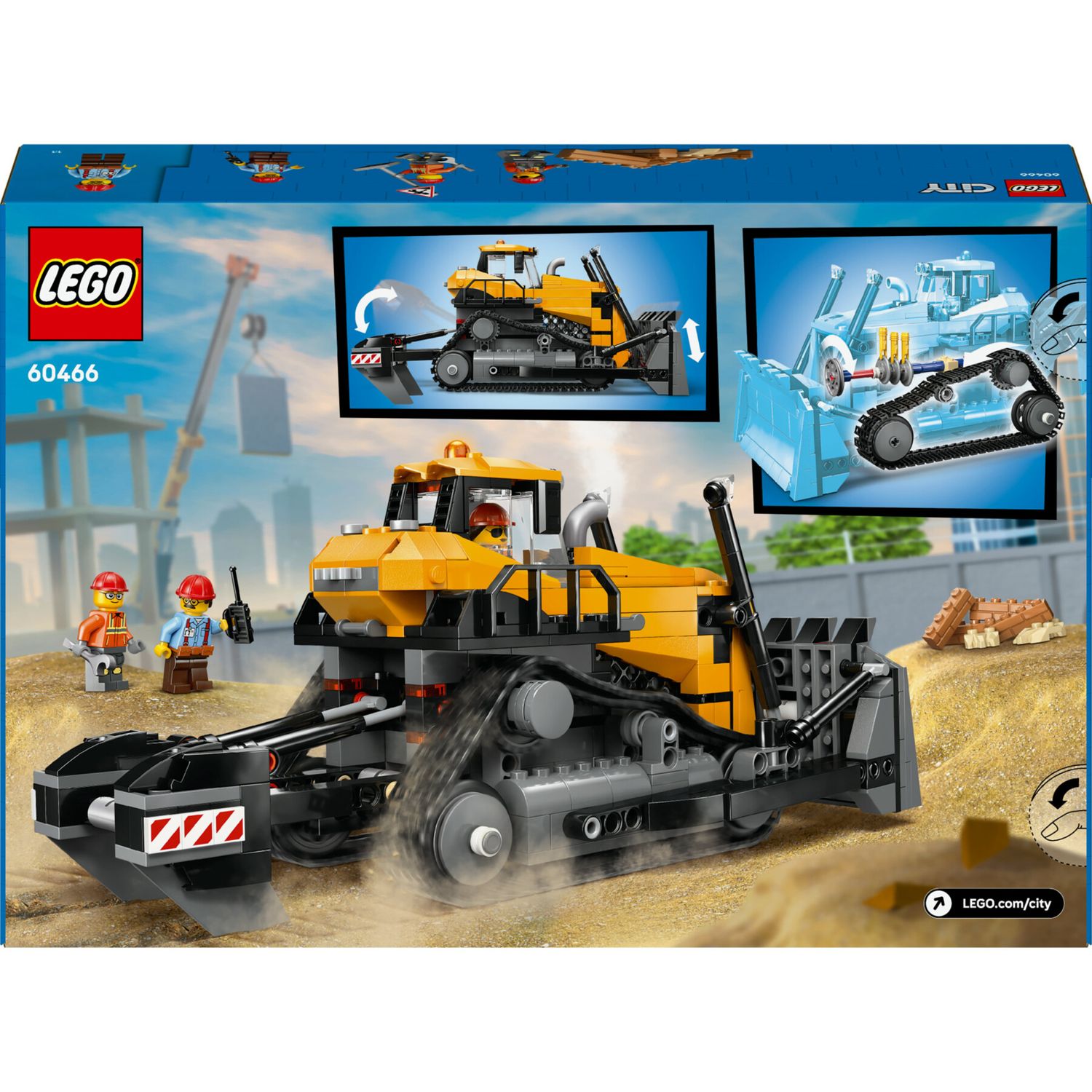 Lego city 60466 bulldozer giallo: veicolo cantiere, 3 minifigure 8+ - LEGO CITY, Lego