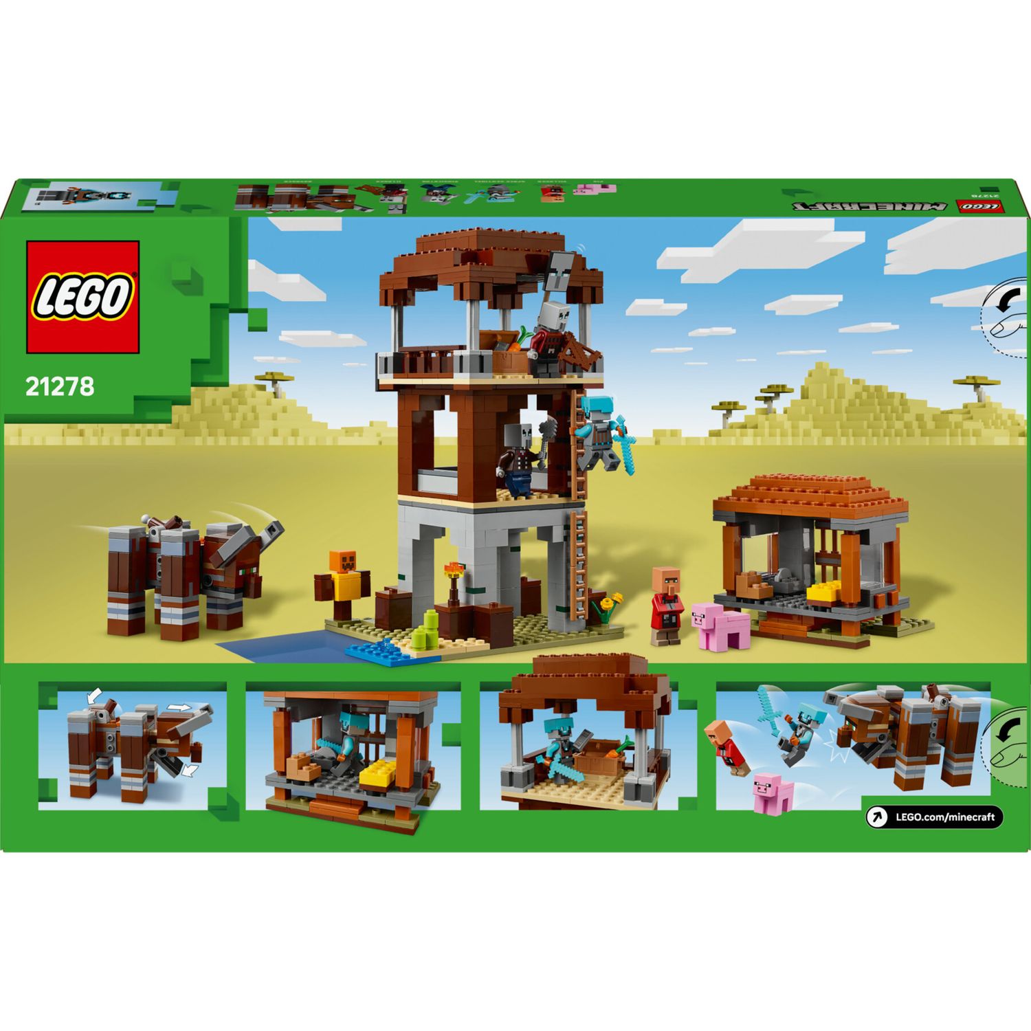 Lego minecraft 21278 avamposto saccheggiatore: fortezza, razziatore 8+ - Lego