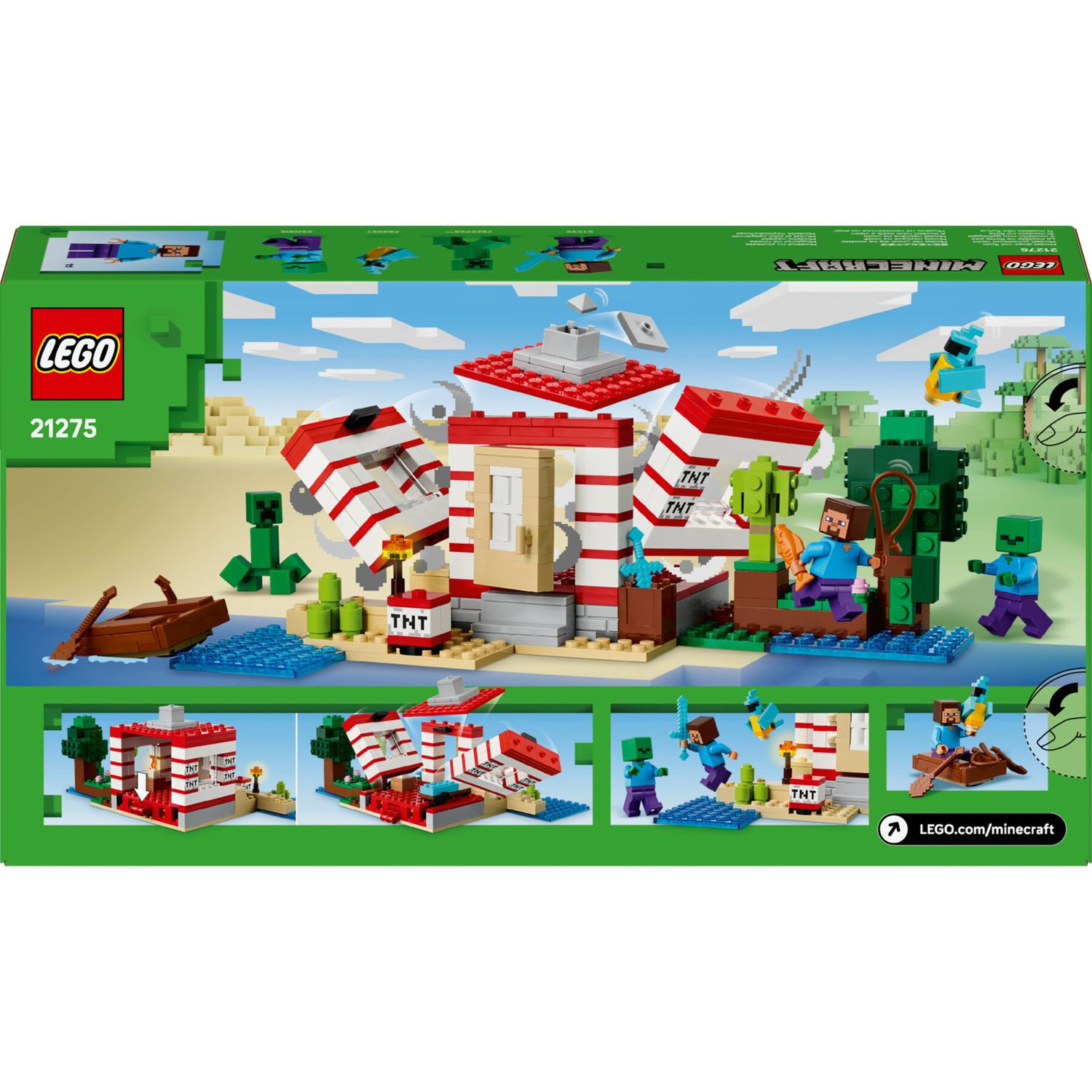 Lego minecraft 21275 casa giungla esplosiva: tnt, barca, 3 pers. 8+ - Lego