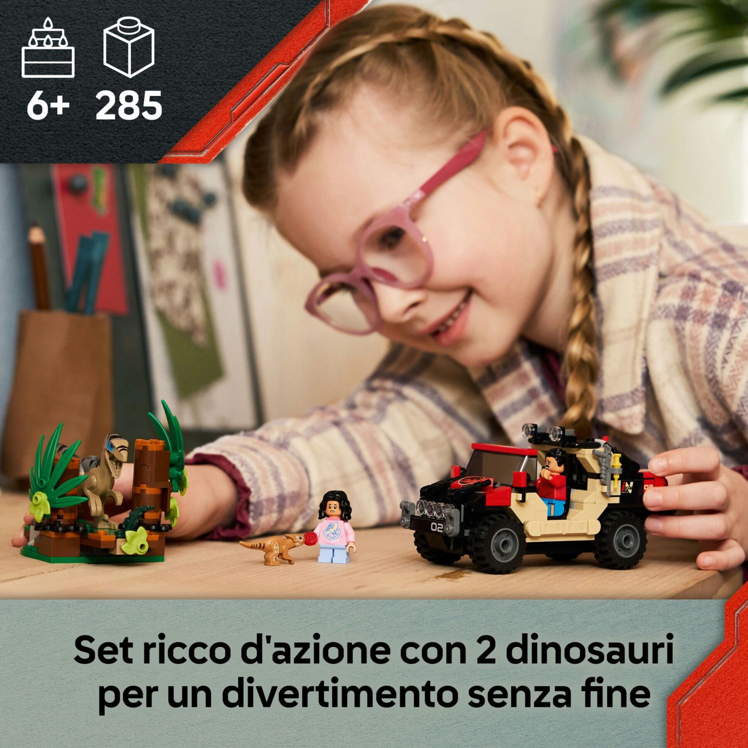 Lego jurassic world – 76972 – fuga dal raptor in fuoristrada - Jurassic World, LEGO JURASSIC WORLD, Lego