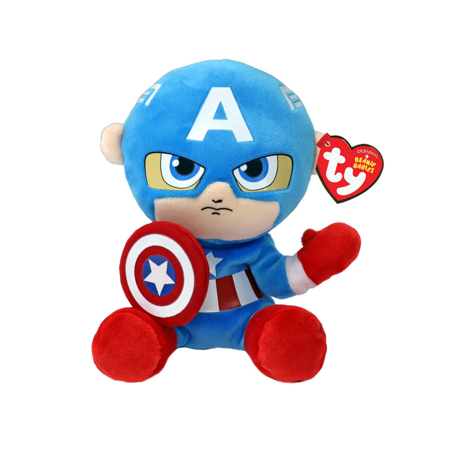 Ty - collezione marvel, captain america, tutti i tuoi eroi preferiti in versione floppy, morbido peluche da collezionare- 20 cm - TY, Avengers