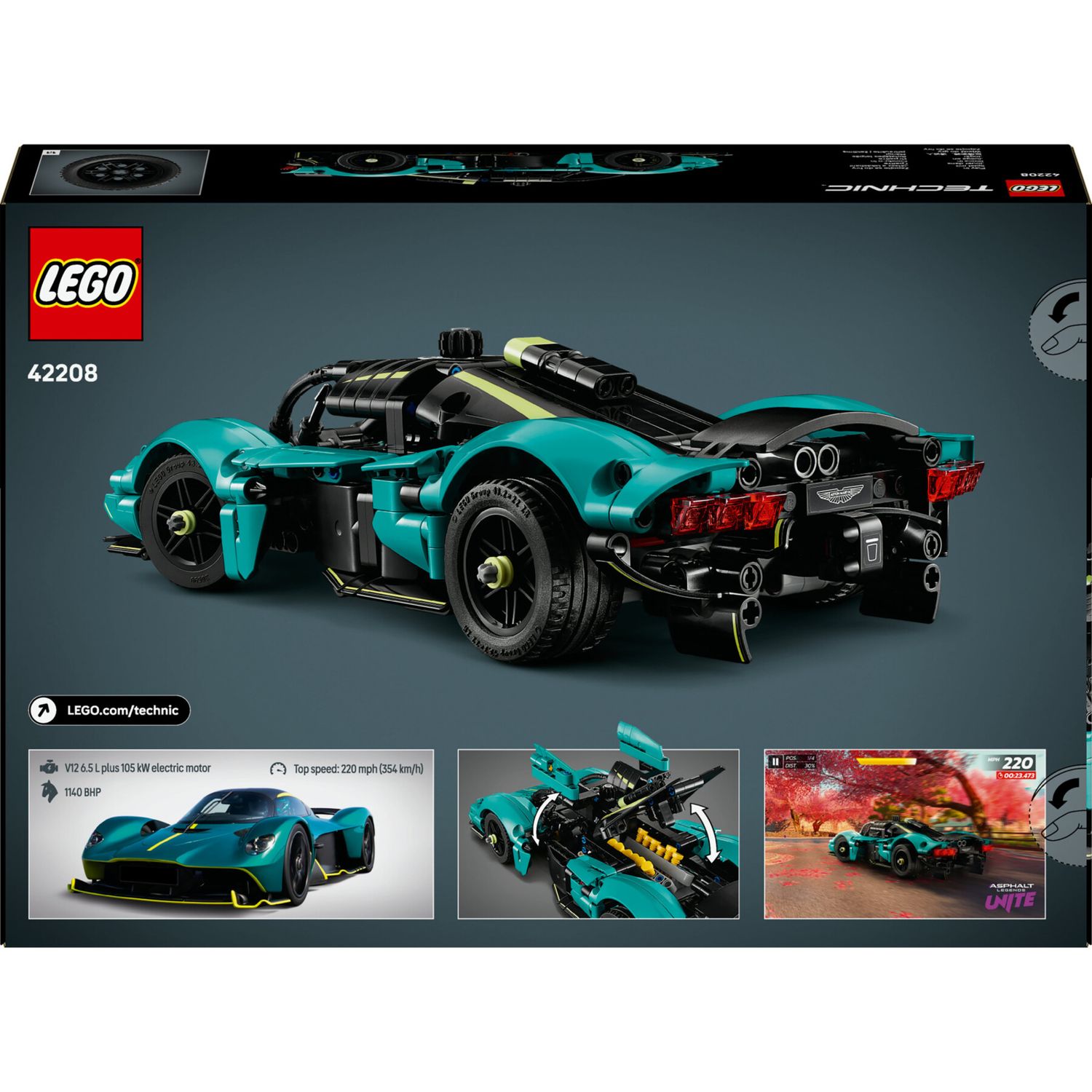 Lego technic 42208 aston martin valkyrie: auto giocattolo, v12 9+ - LEGO TECHNIC, Lego