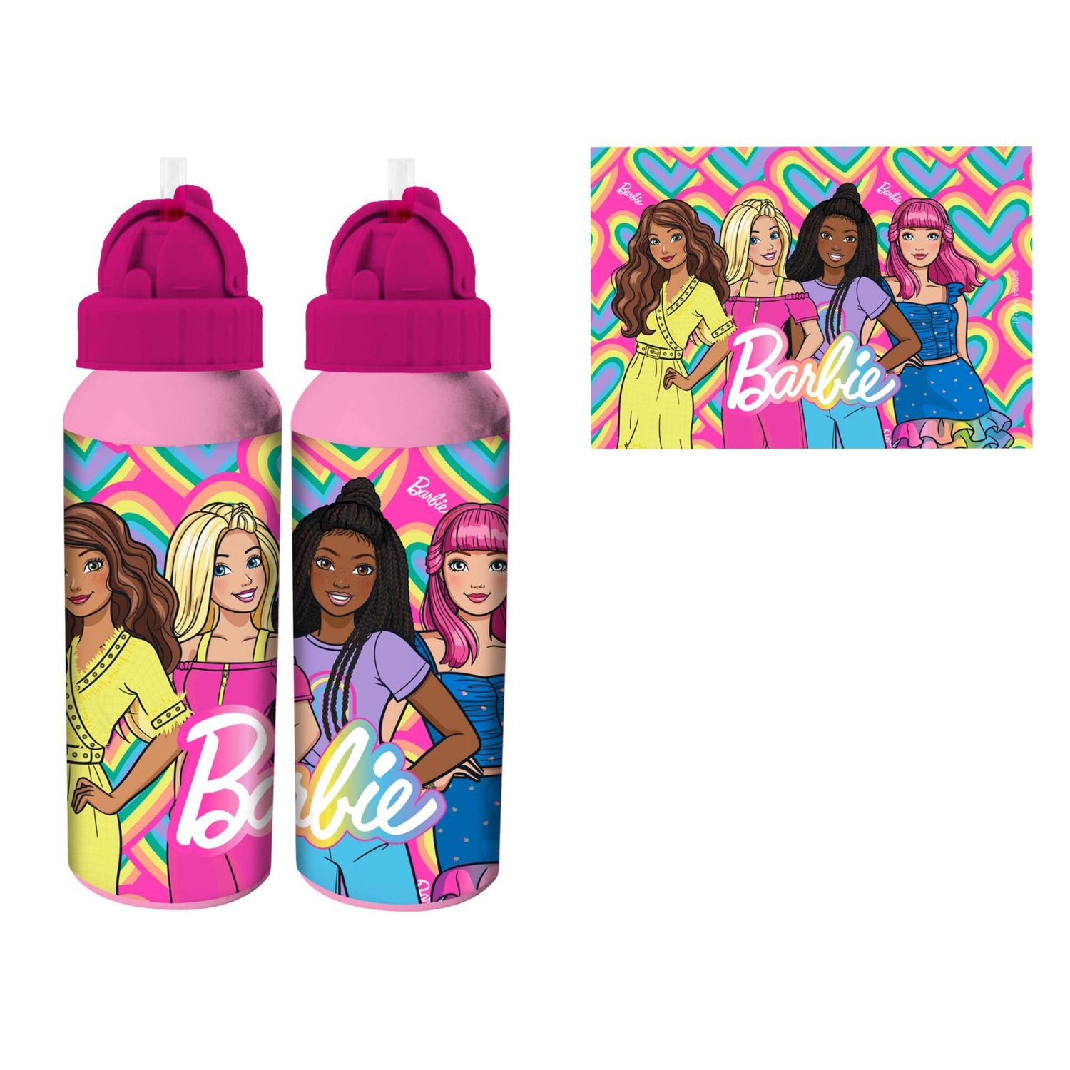 Borraccia alluminio 550 ml con beccuccio - barbie assortita - modello sport - Barbie