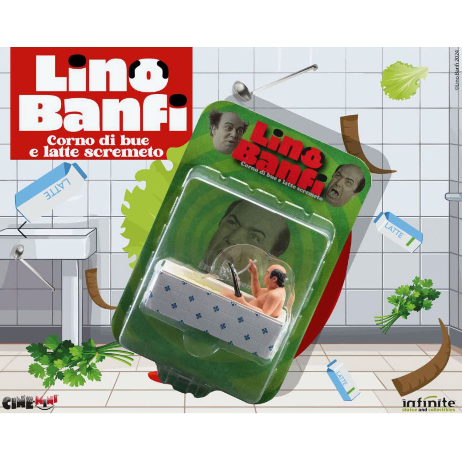 Lino banfi mini figure serie 1 latte scremeto - set 4 personaggi cult in pvc - DB LINE