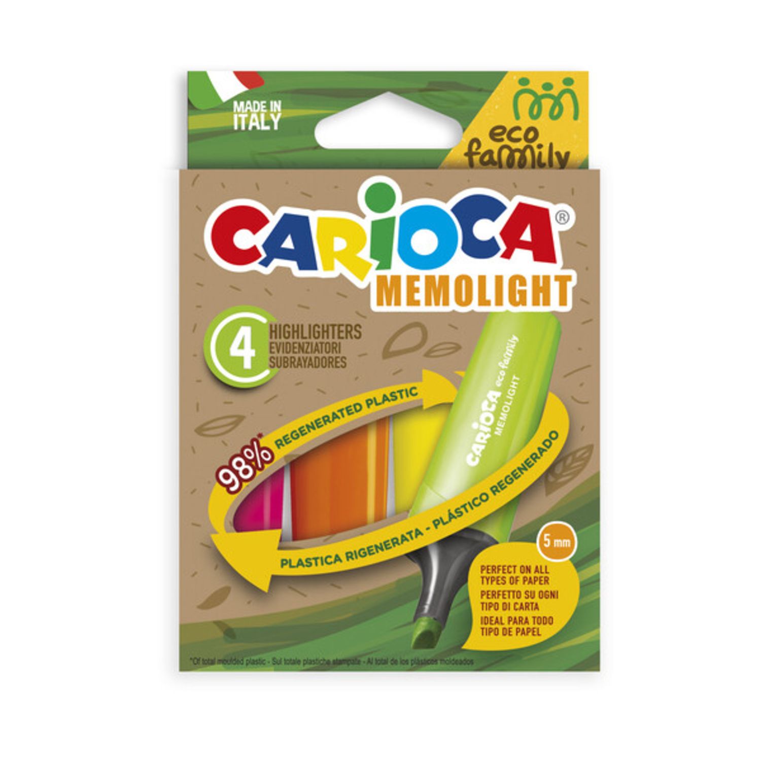 Carioca evidenziatori eco family memolight - 4 pezzi - CARIOCA