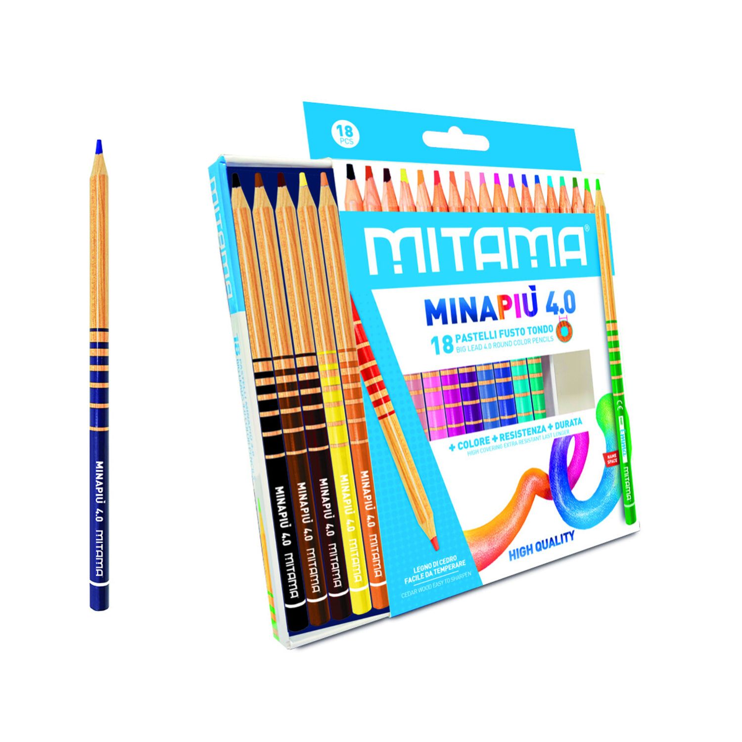 Mitama - pastelli tondi ø7.5 mm mina 4.0 mm - conf. 18 pz - MITAMA