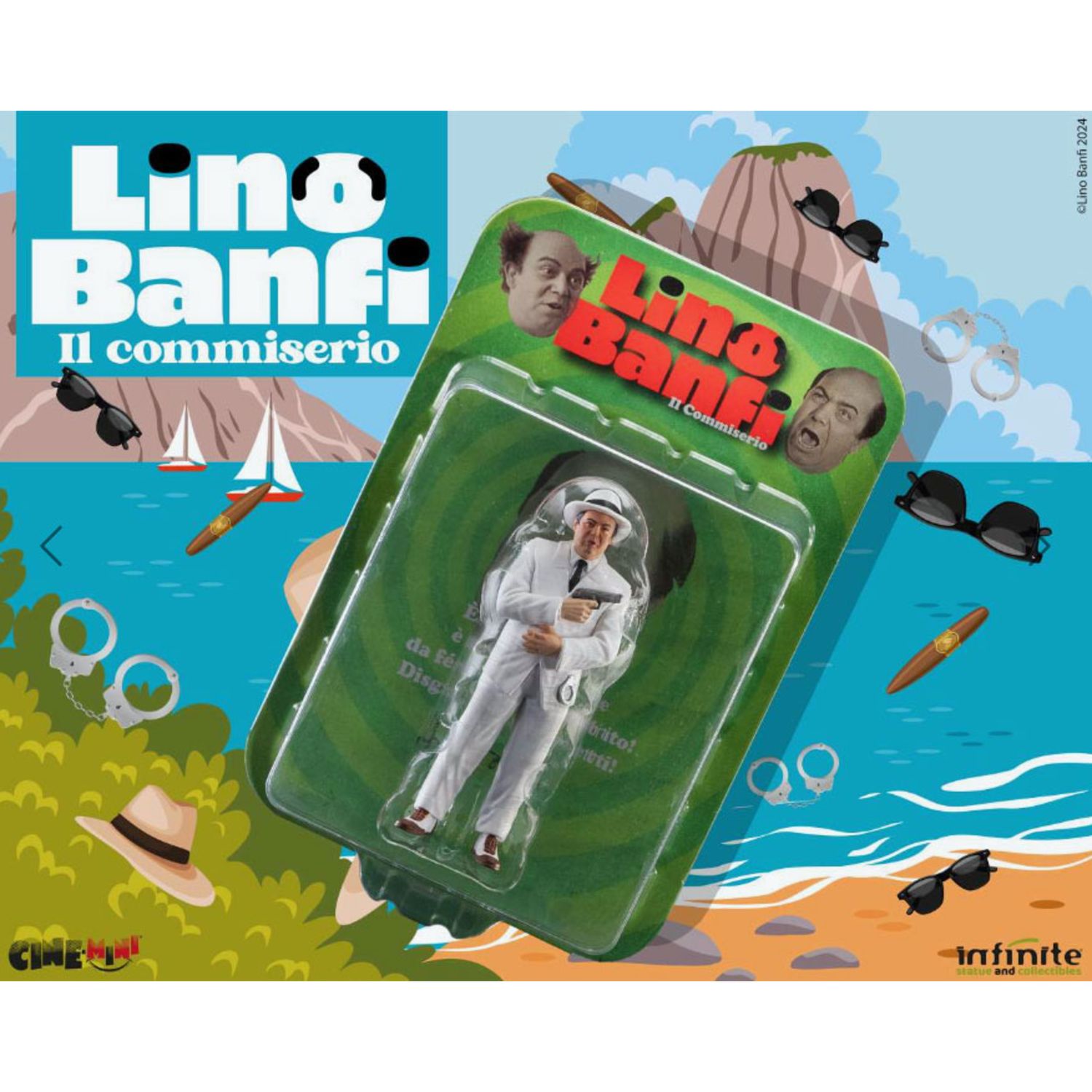 Lino banfi mini figure serie 1 il commissario  -set 4 personaggi cult in pvc - DB LINE