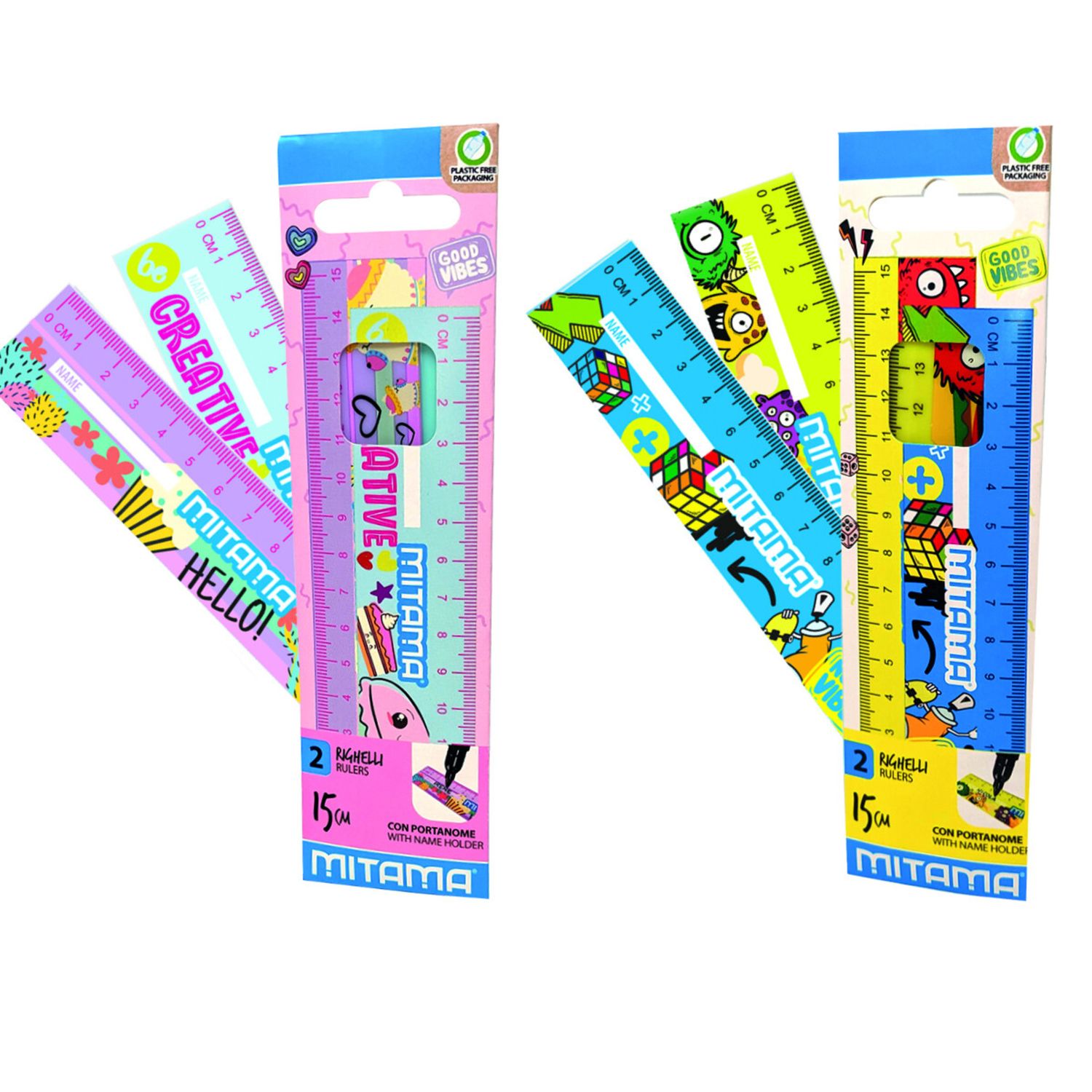Doppiodecimetro mitama, 15 cm.,  good vibes, pack in carta  2 pz - MITAMA
