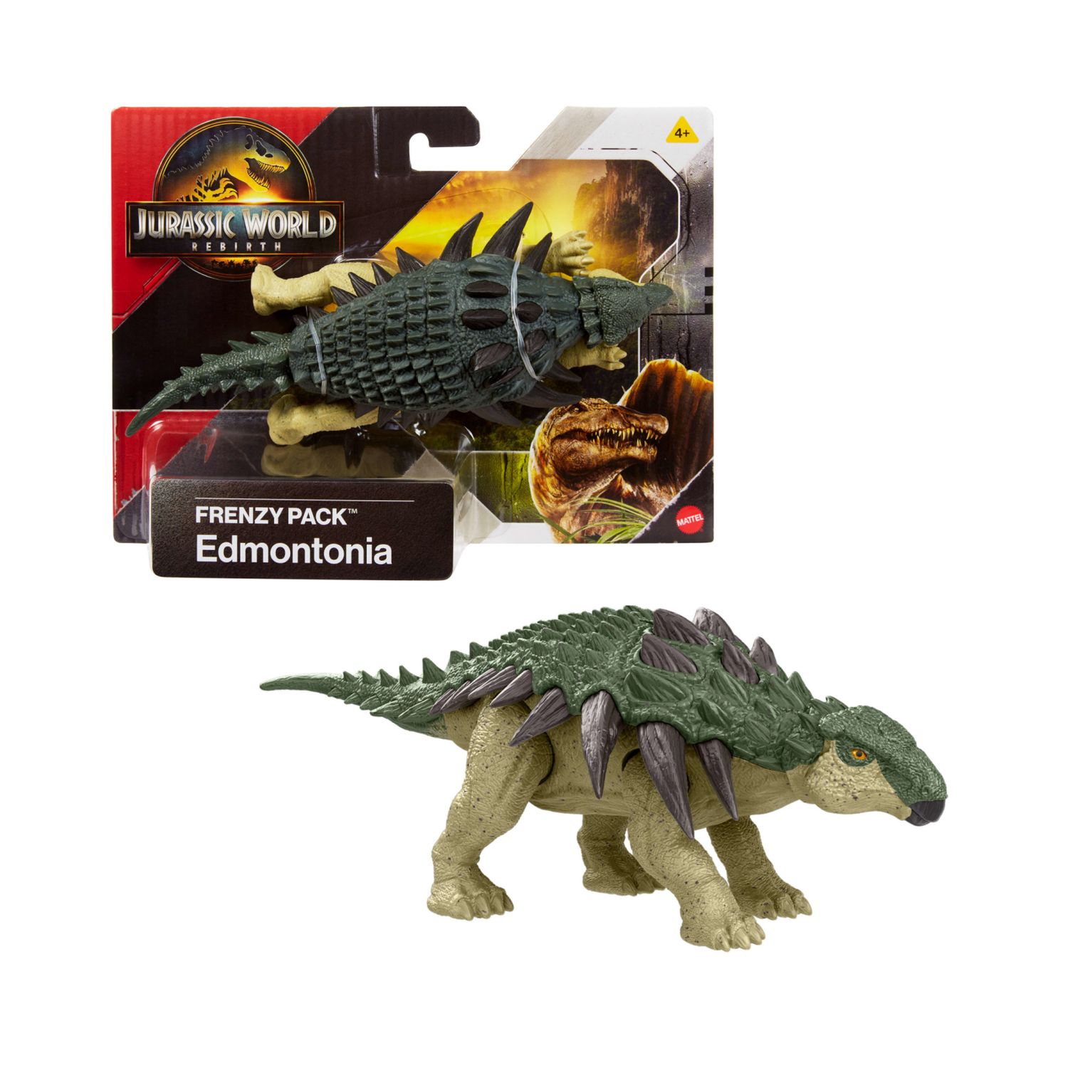 Mattel jurassic world la rinascita - edmontonia frenzy, dinosauro snodato con design ispirato al film e articolazioni mobili - Jurassic World