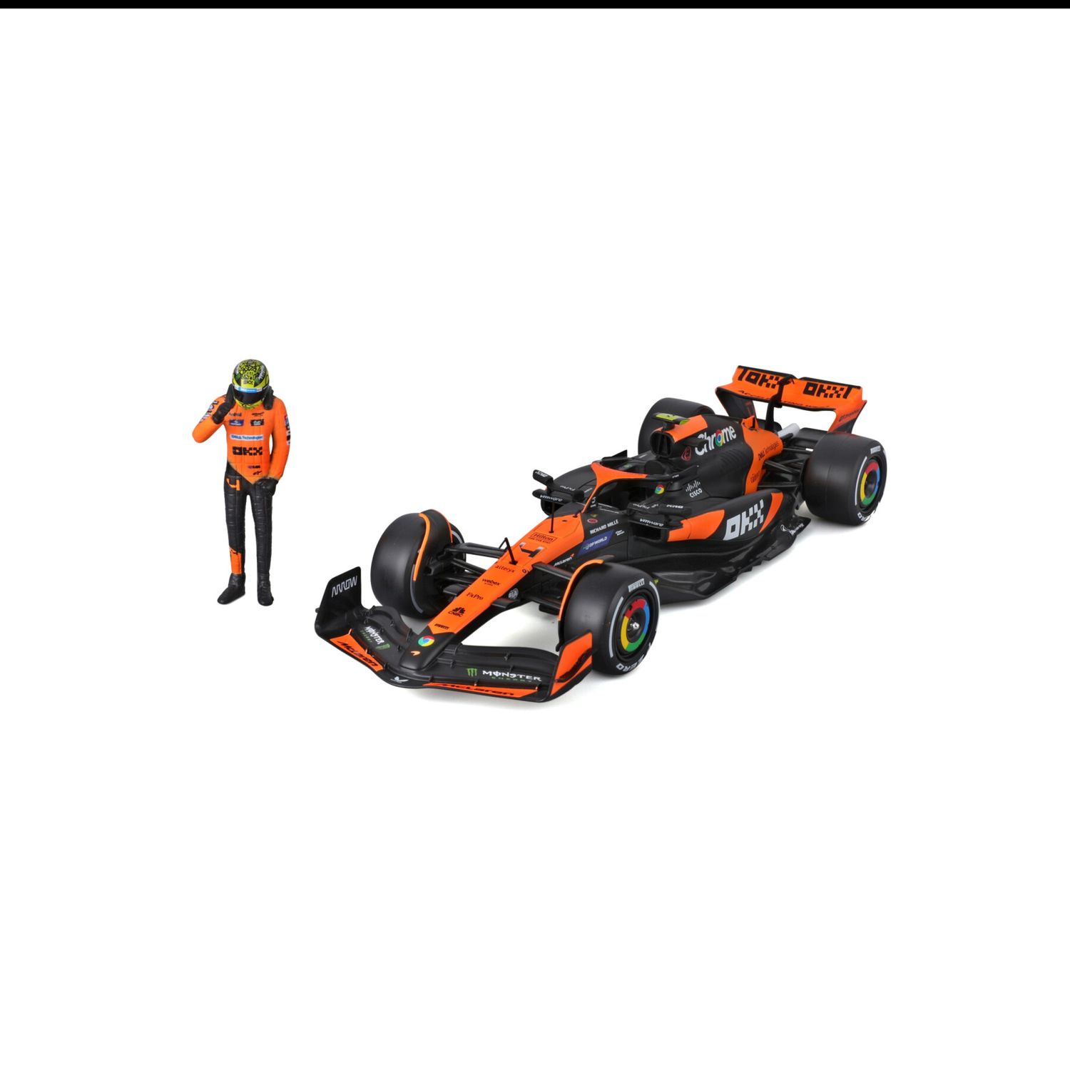 Auto f1 mclaren mcl38 2024 in scala 1:24 con personaggio norris - BBURAGO