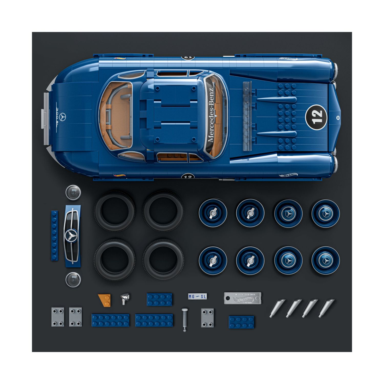 Mattel brick shop hot wheels - mercedes-benz 300 sl serie premium, set da costruire con 1600 pezzi, parti in metallo, modellino e adesivi inclusi - BRICK SHOP, Hot Wheels