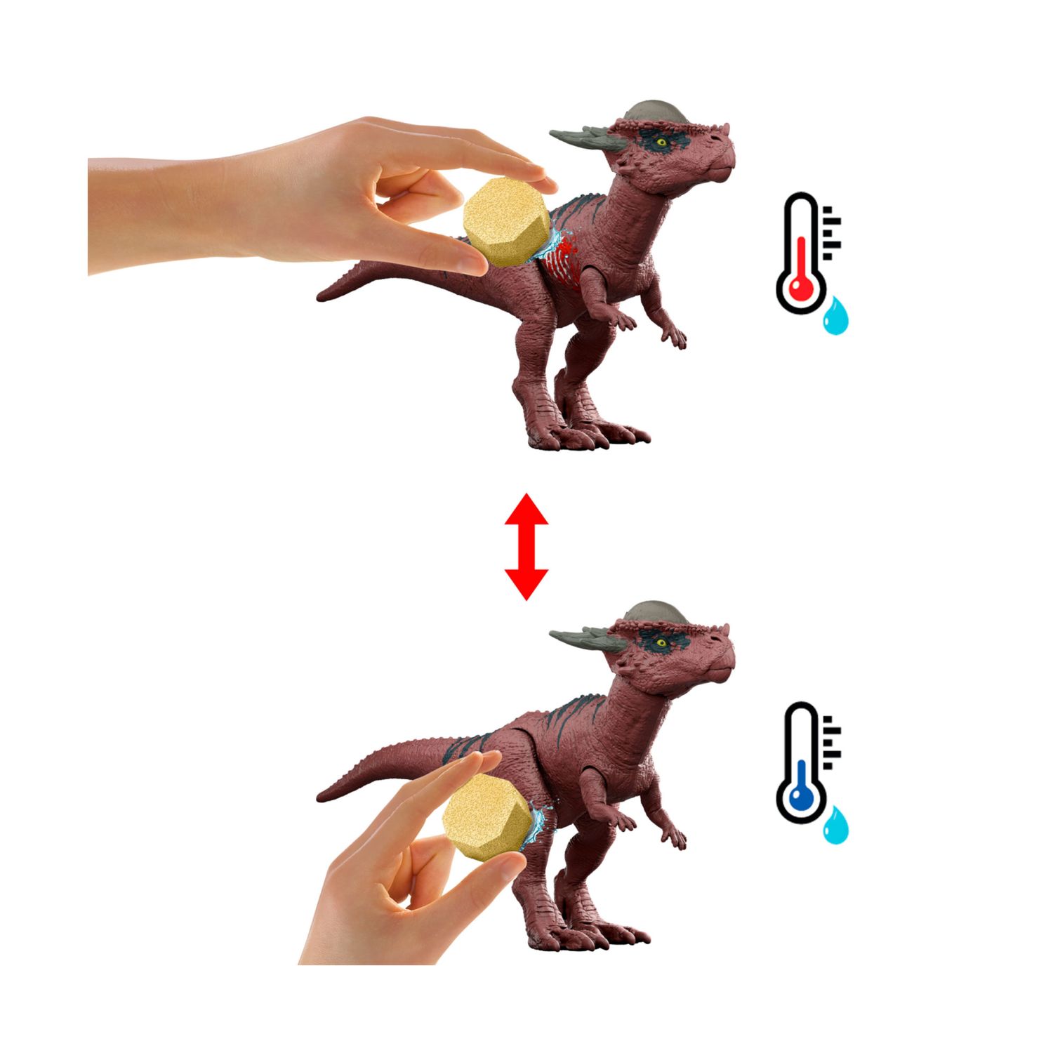 Mattel jurassic world - rivelazione del dinosauro, set da 2 dinosauri con arena da battaglia ed effetto cambia colore - Jurassic World