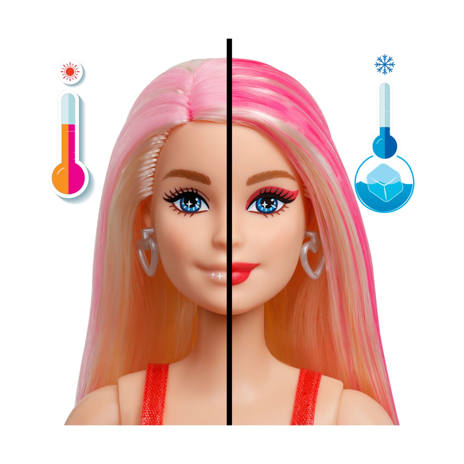 Barbie - party surprise make-up party vestito rosa, bambola con 10 accessori a sorpresa ed effetto cambia colore - Barbie