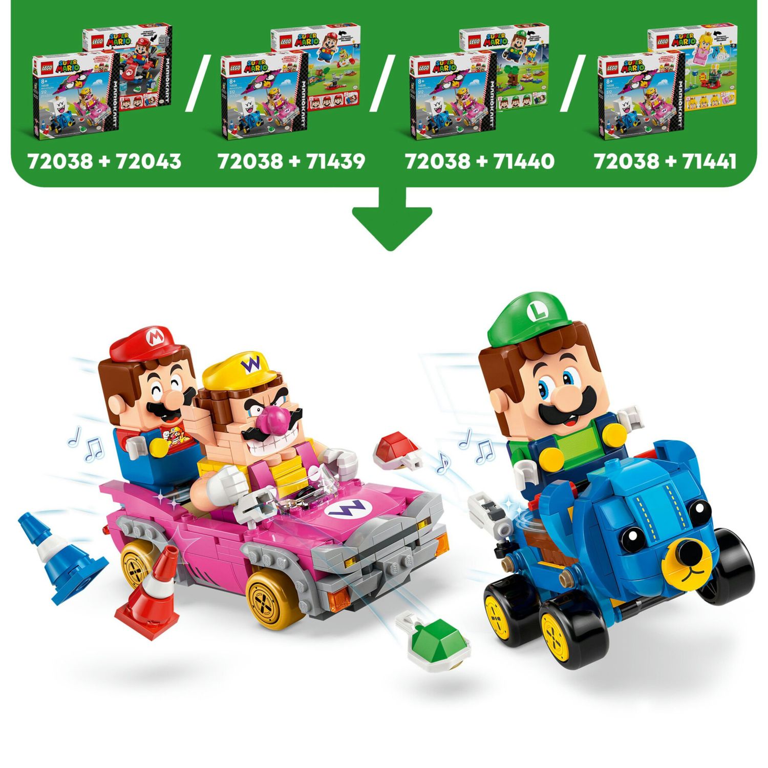 Lego 72038 - mario kart wario vs re boo con 2 veicoli, 8+ anni - Lego