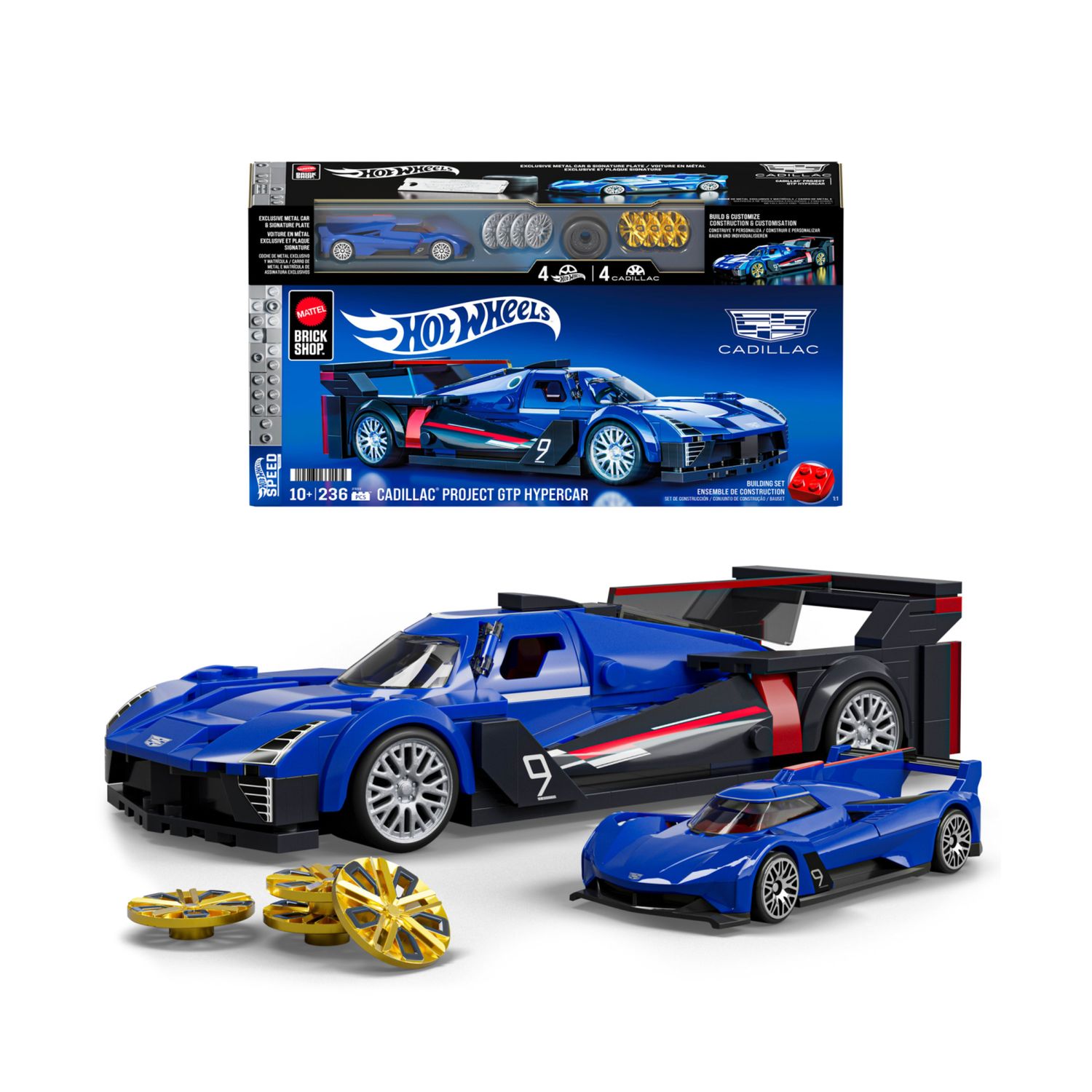 ​​mattel brick shop hot wheels - cadillac project gtp hypercar serie speed, set da costruire con 236 pezzi, dettagli realistici e adesivi - BRICK SHOP, Hot Wheels
