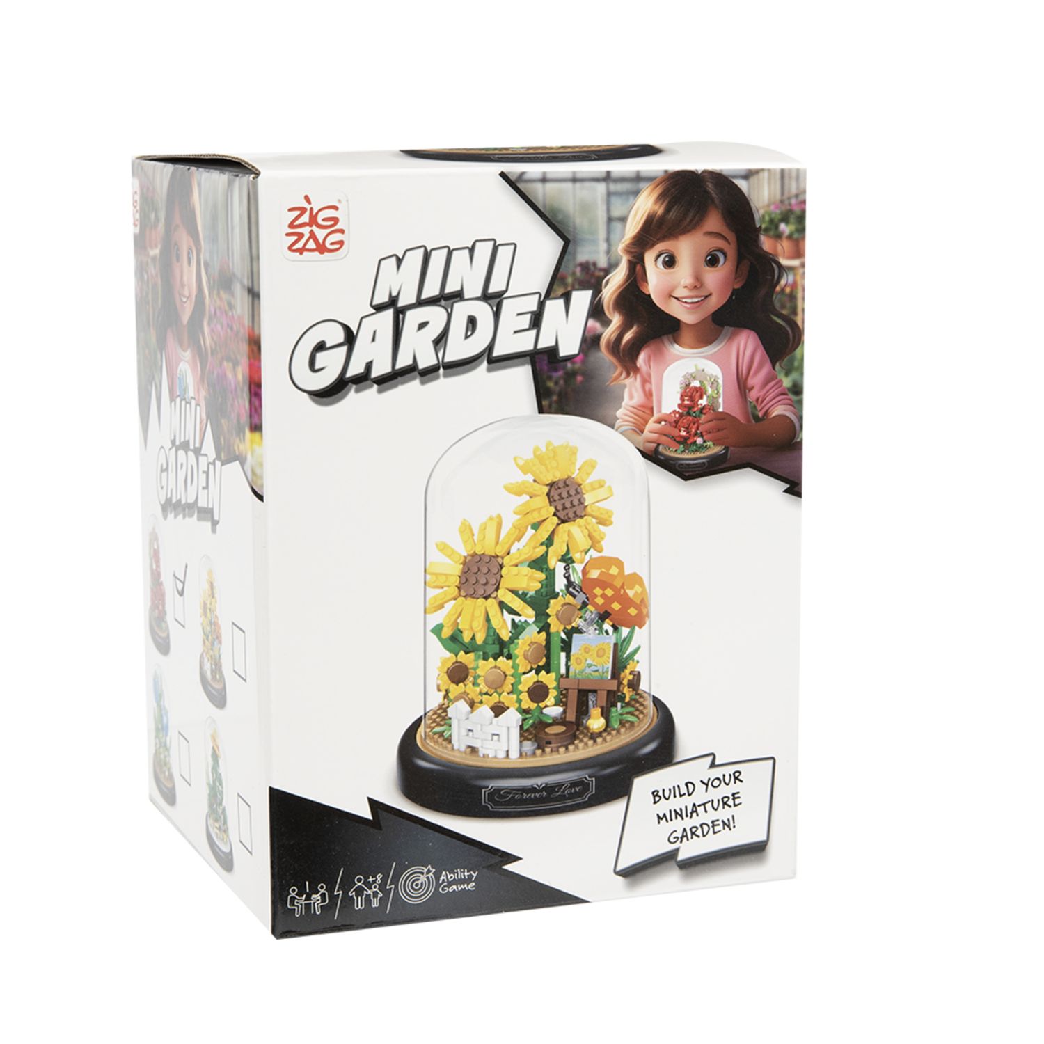 Set giardino miniatura assortito  - mattoncini fiore cactus, rosa, girasole, tulipano - ZIG ZAG