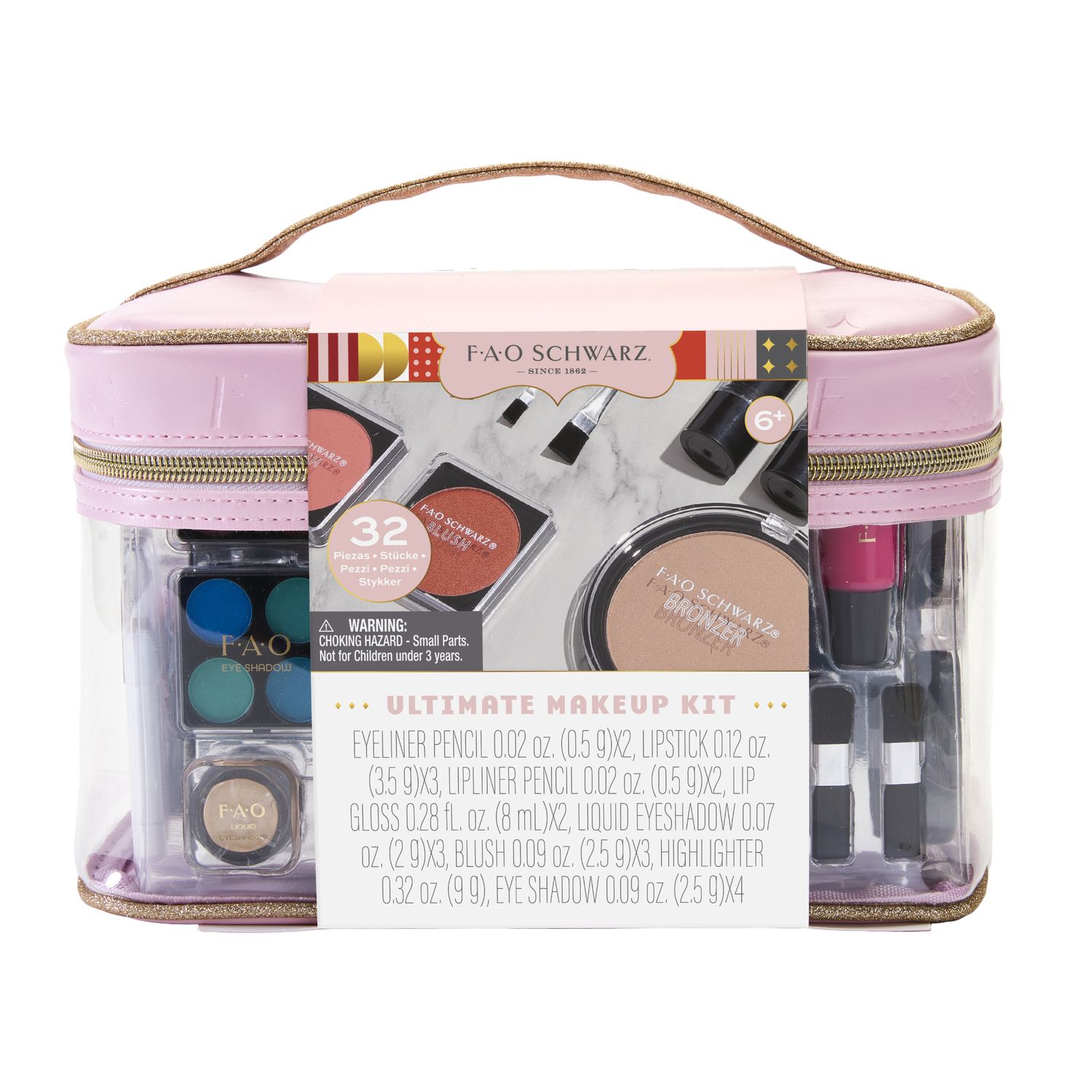 Fao schwarz - kit trucco ultimate per bambini con 30+ pezzi sicuri - 