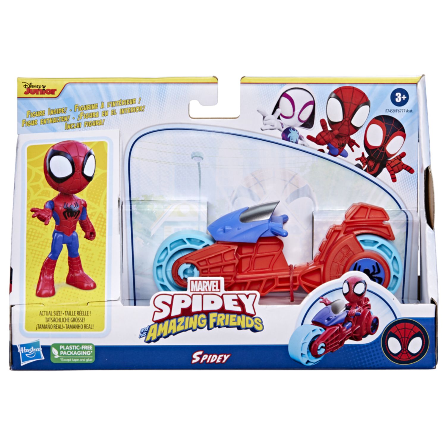 Hasbro marvel spidey e i suoi fantastici amici - action figure con moto giocattolo, giocattoli prescolari per bambini e bambine - SPIDEY