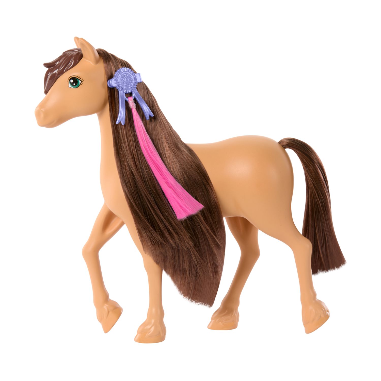 Barbie - pony, cavallo con lunga criniera da acconciare, pettine, extension e accessori per lo styling inclusi - Barbie