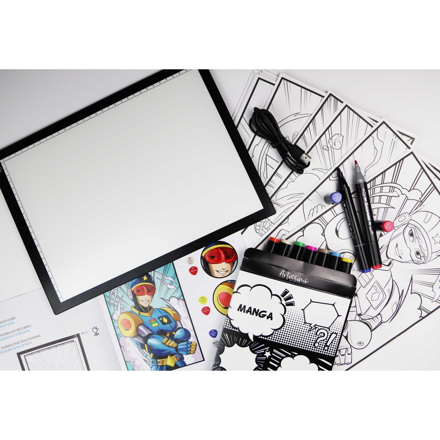 Sycomore - a lezione di manga - tavoletta luminosa a led e pennarelli - 