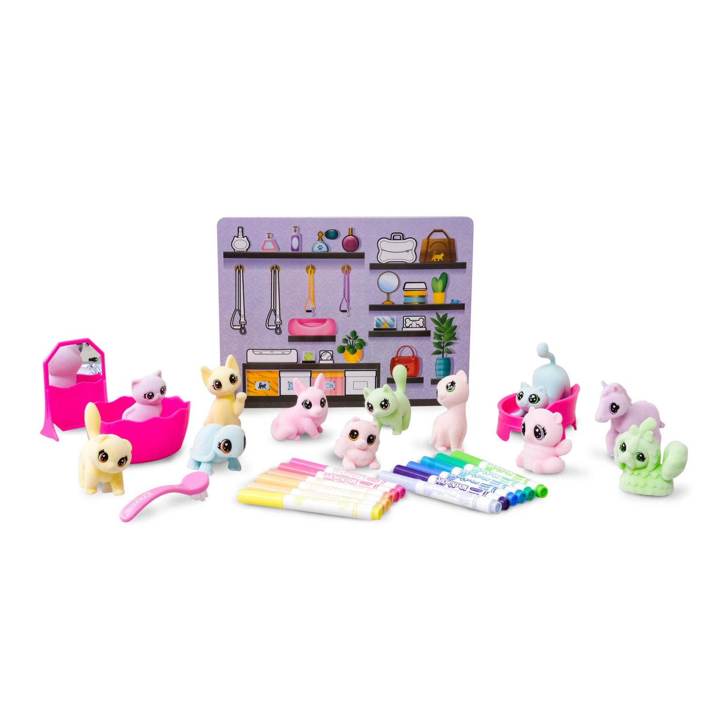 Crayola washimals – beauty shop set da colorare con 12 cuccioli - CRAYOLA