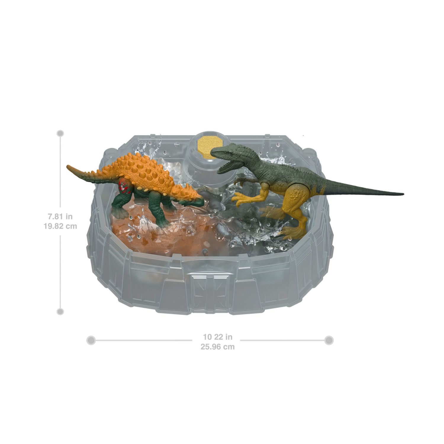 Mattel jurassic world - rivelazione del dinosauro, set da 2 dinosauri con arena da battaglia ed effetto cambia colore - Jurassic World