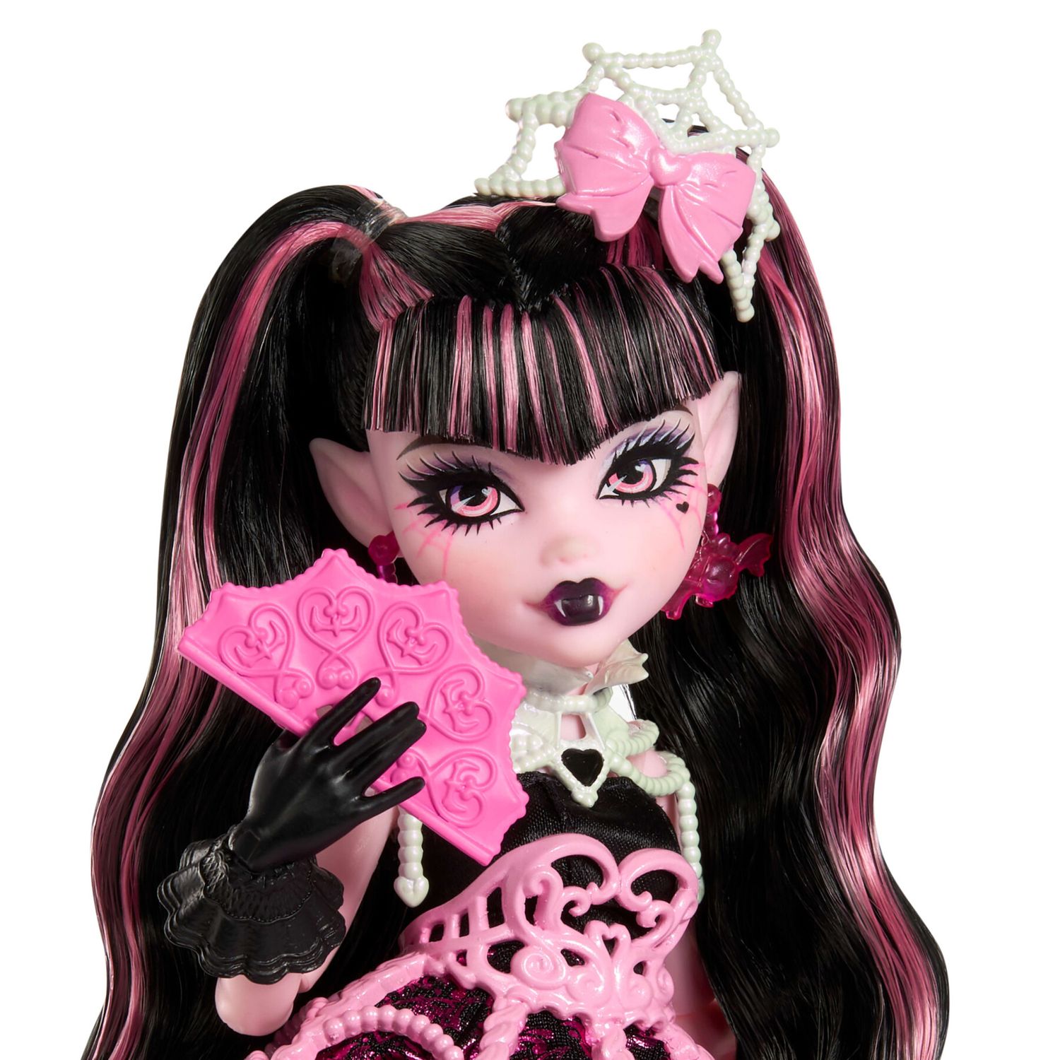Monster high - draculaura scary sweet birthday, bambola con abito da party rosa e accessori a tema - Monster High