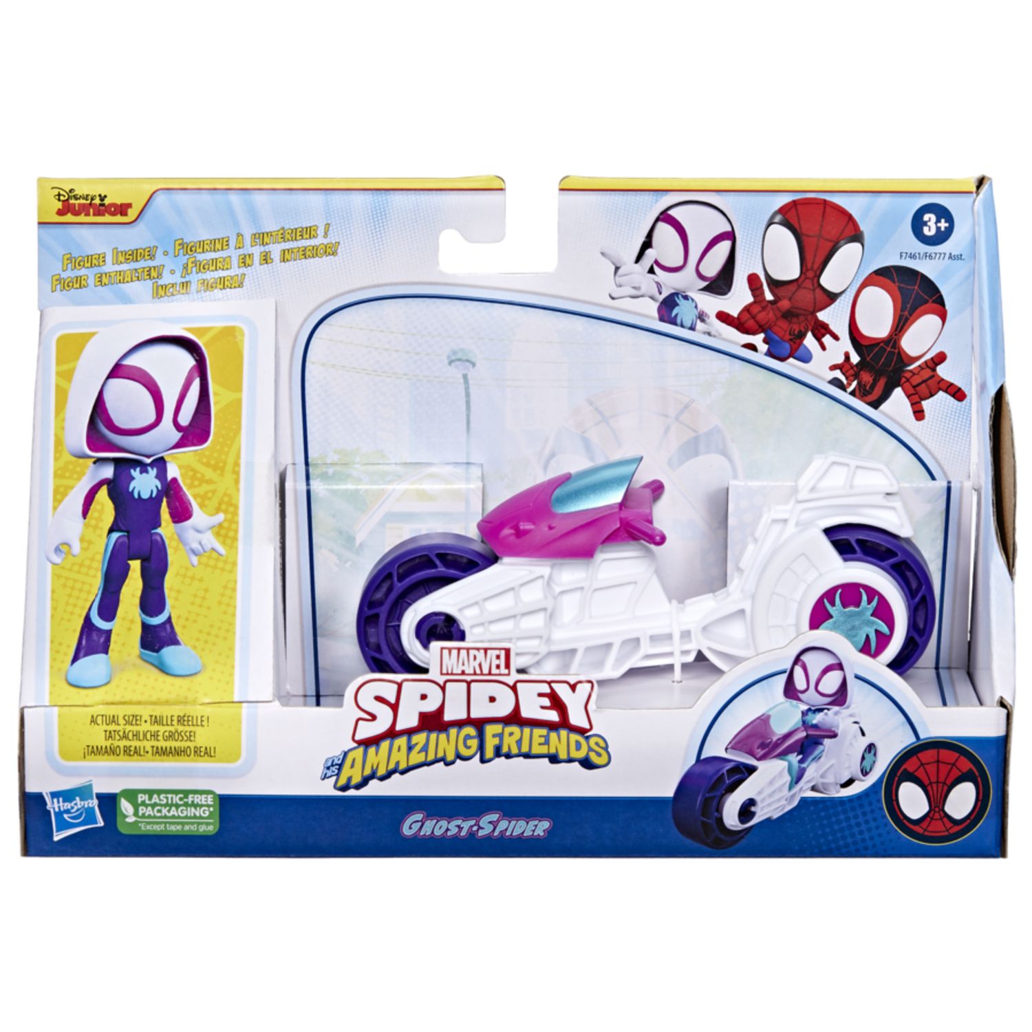 Hasbro marvel spidey e i suoi fantastici amici - action figure con moto giocattolo, giocattoli prescolari per bambini e bambine - SPIDEY