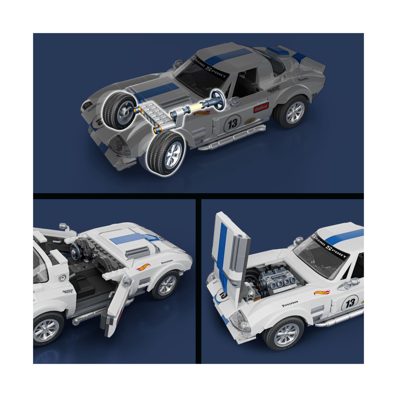 ​​mattel brick shop hot wheels - corvette grand sport serie elite, set da costruire con 918 pezzi, dettagli realistici e adesivi - BRICK SHOP, Hot Wheels