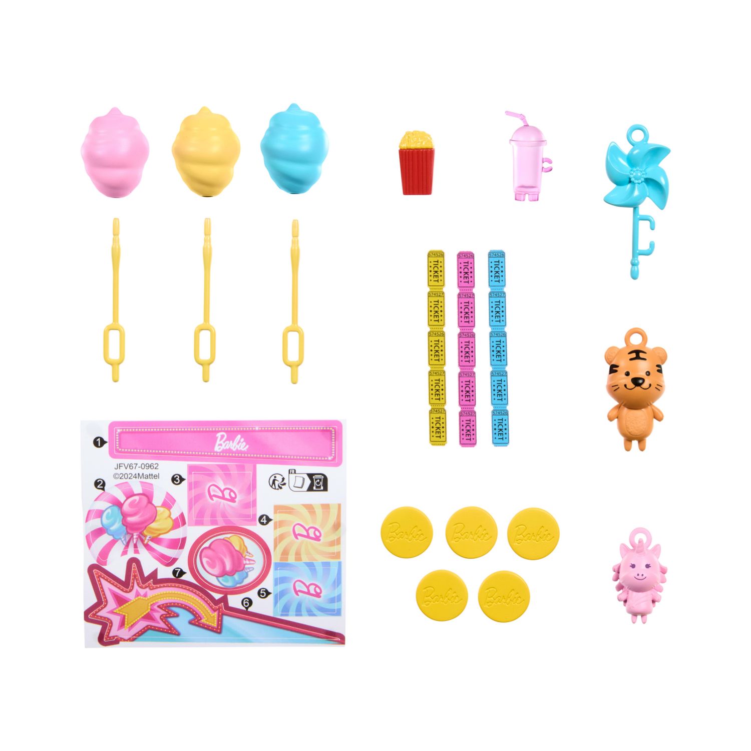 Barbie - chiosco dello zucchero filato, set con bambola e 20 accessori inclusi, ispirato alla serie barbie mysteries: beach detectives - Barbie