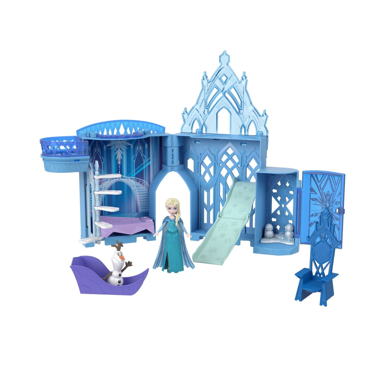 Mattel disney frozen - il palazzo di ghiaccio di elsa, set castello componibile ispirato al film con mini bambola e 8 accessori - DISNEY PRINCESS