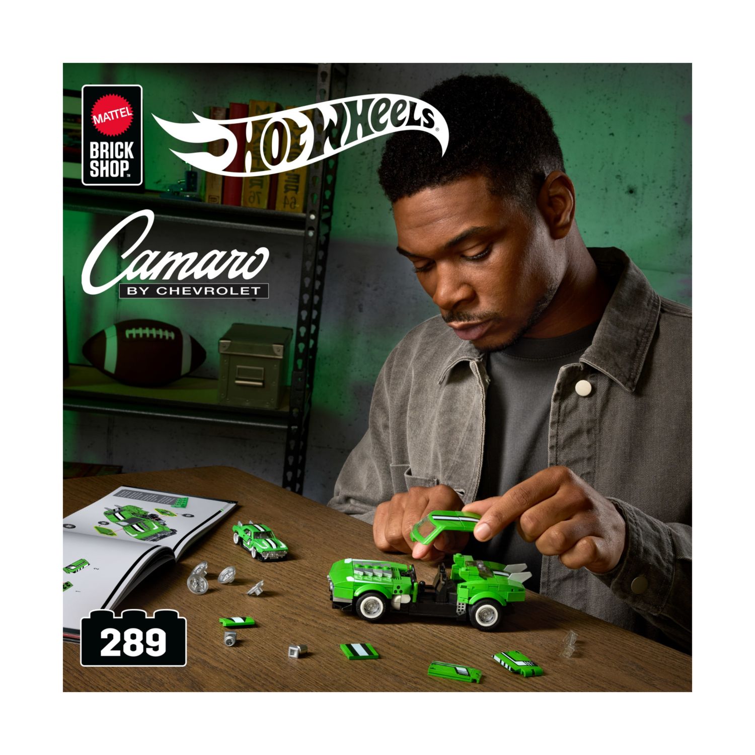 ​​mattel brick shop hot wheels - custom ’68 camaro serie speed, set da costruire con 289 pezzi, dettagli realistici e adesivi - BRICK SHOP, Hot Wheels