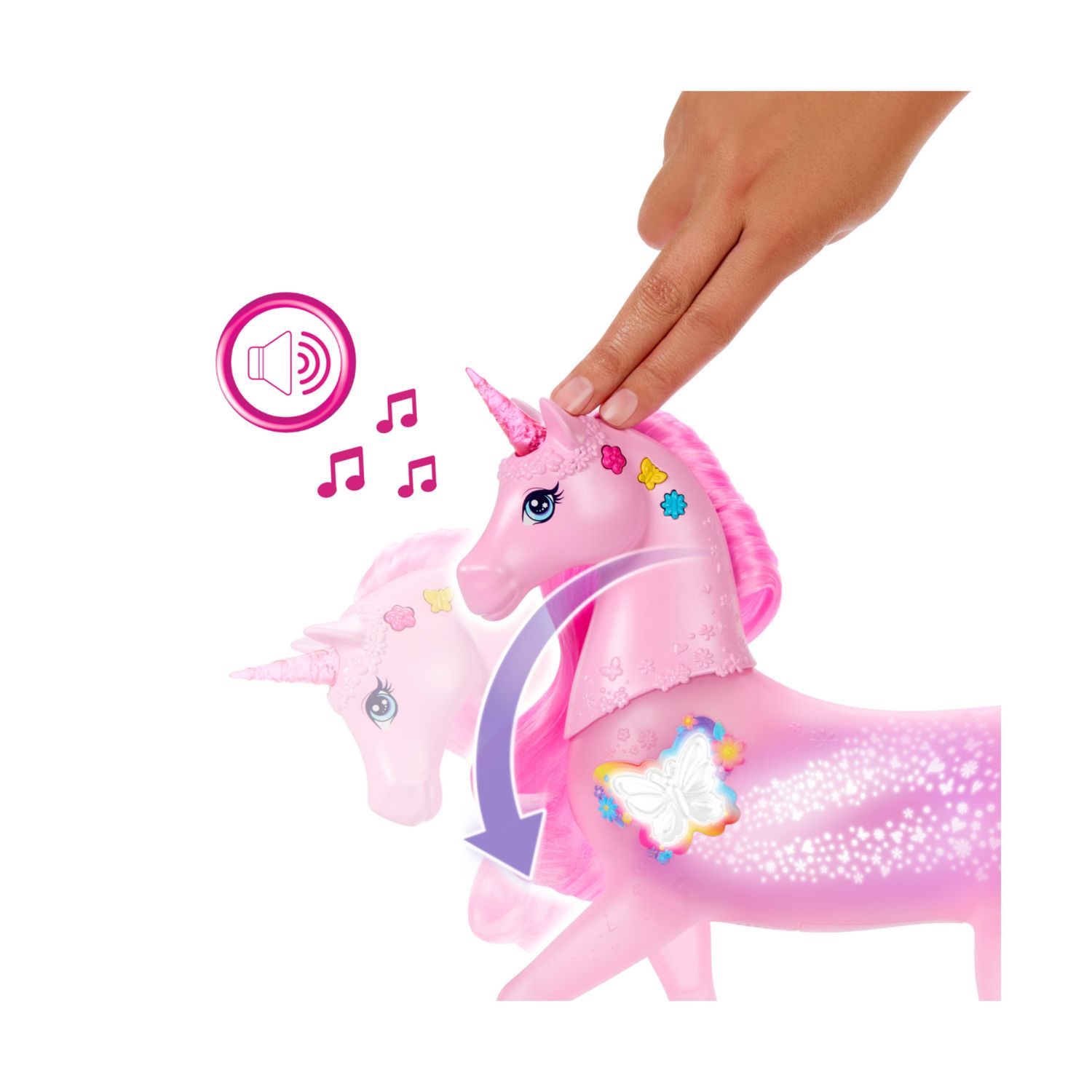 Barbie - unicorno luci brillanti, cavallo con 20 combinazioni interattive di luci, suoni e musica - Barbie