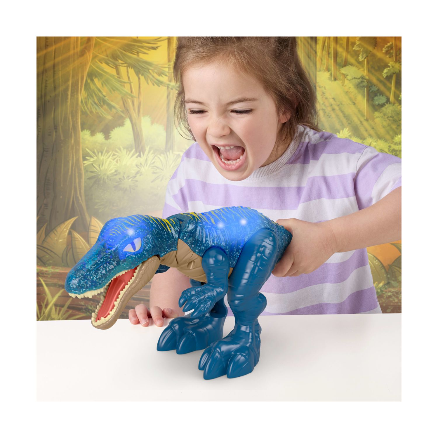 Imaginext jurassic world - baryonyx super ruggito, dinosauro con coda attivabile che si illumina, luci, suoni e fauci in azione - IMAGINEXT