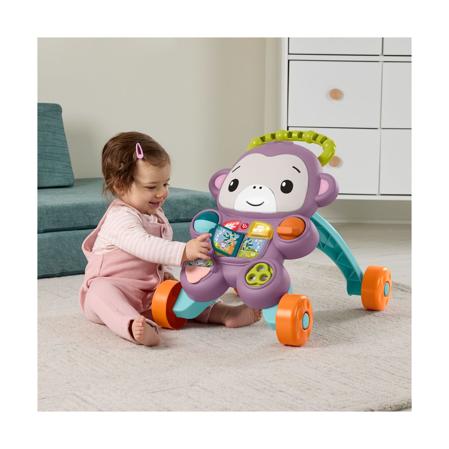 Fisher-price - scimmietta viola primi passi, set per imparare a camminare con musica, luci e attività, 2 modalità di gioco da seduti e in piedi - FISHER PRICE